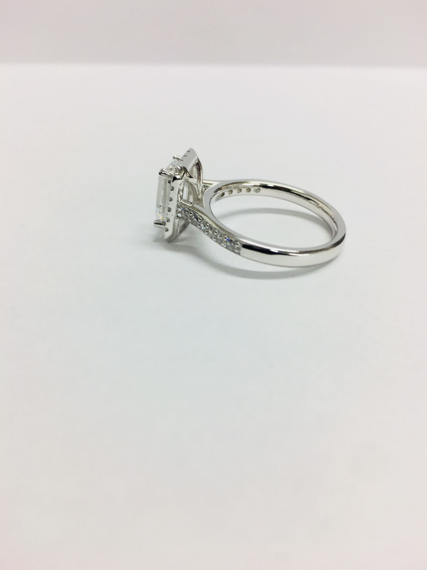 1.2ct diamond solitaire ring set with an emerald cut diamond, H colour and S1 clarity. Set in a - Image 4 of 8