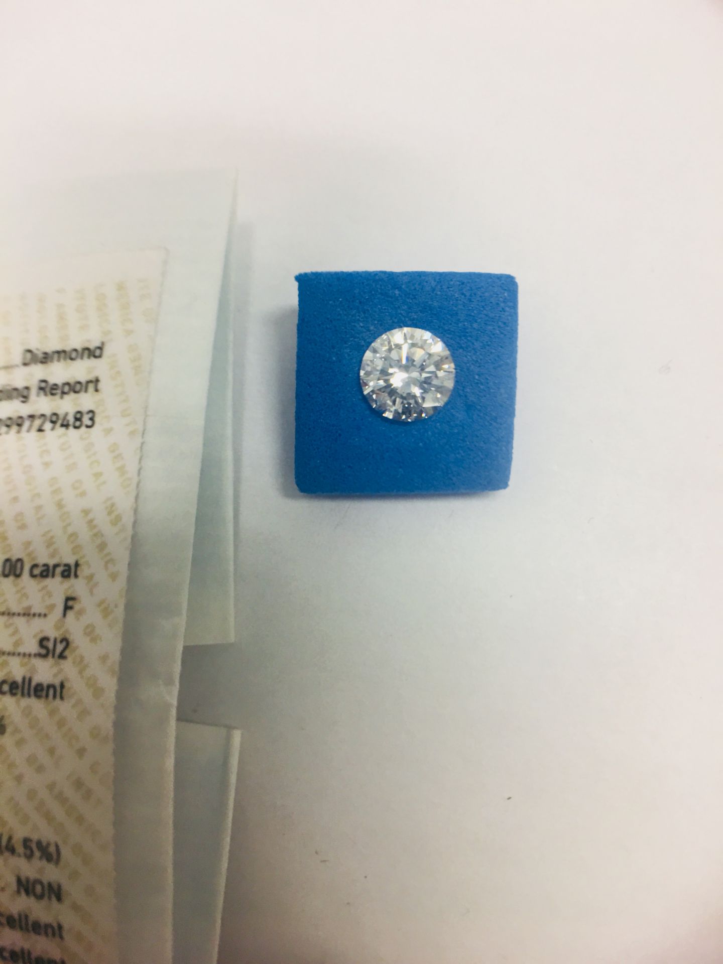 1ct Brilliant cut diamond,F colour,SI2 clarity,GIA certification