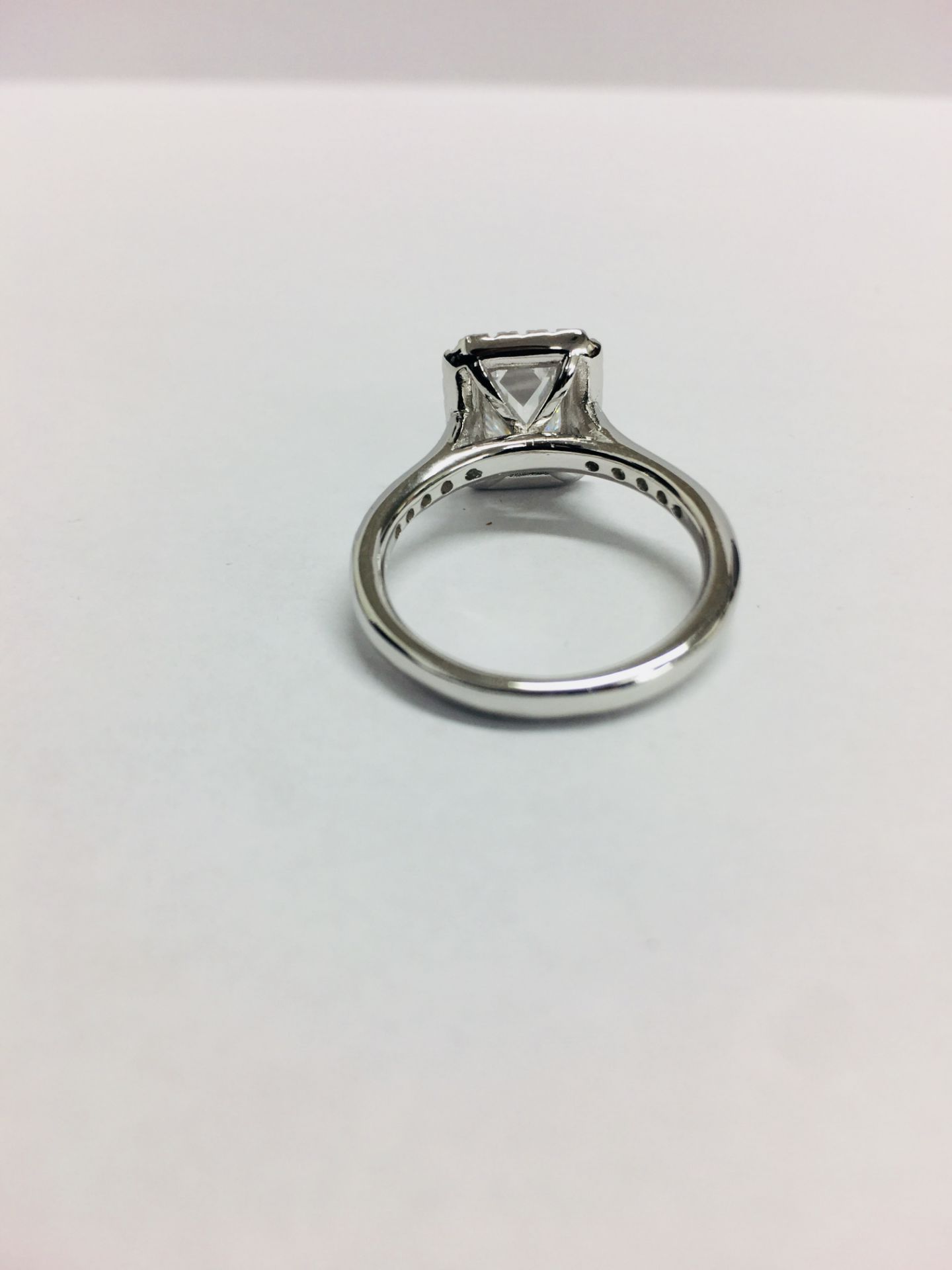 1.2ct diamond solitaire ring set with an emerald cut diamond, H colour and S1 clarity. Set in a - Image 5 of 8