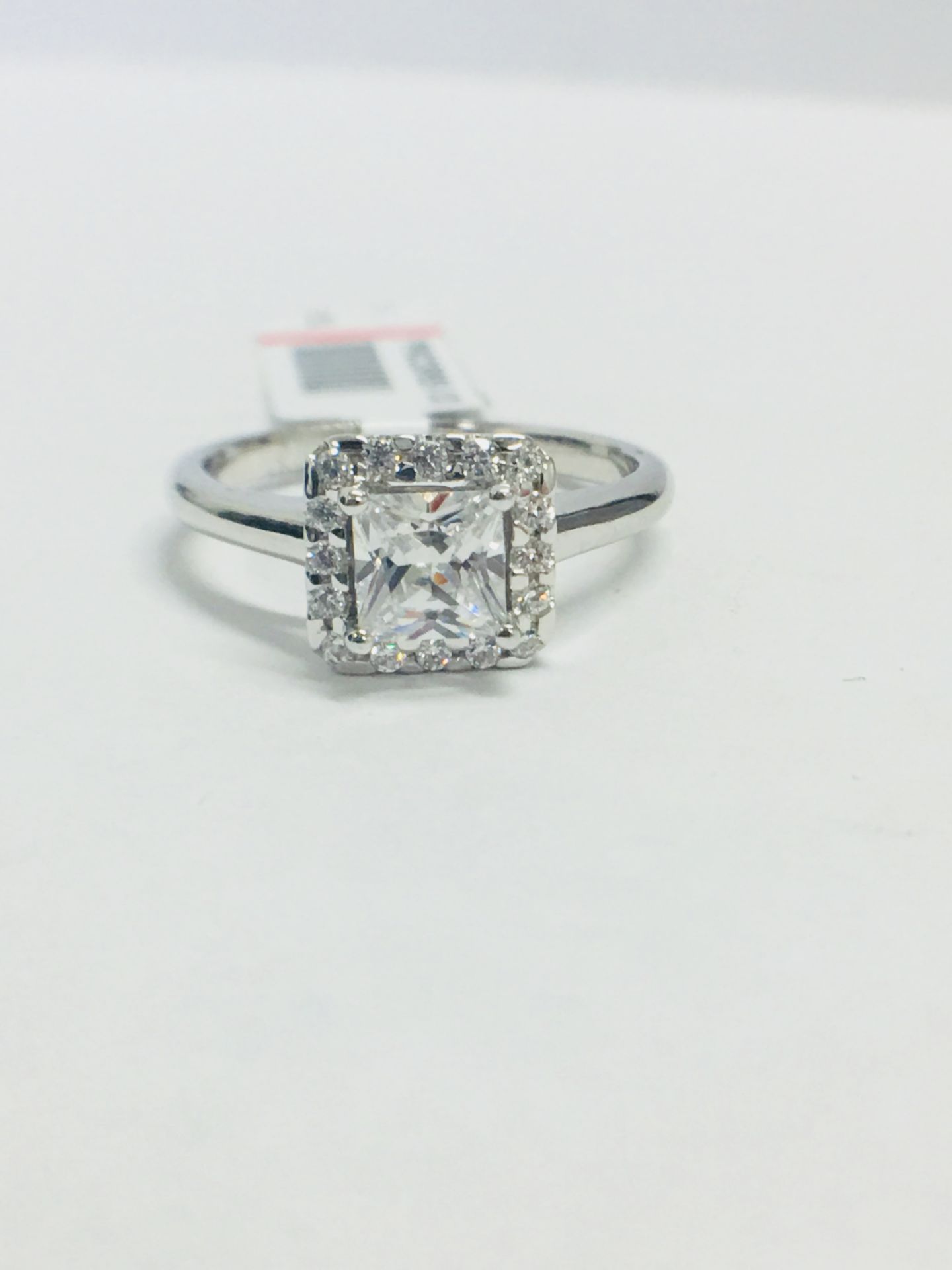 Platinum Princess cut Diamond Ring,1ct Princess cut natural diamond,h colour,si1 clarity,16 round - Image 8 of 8