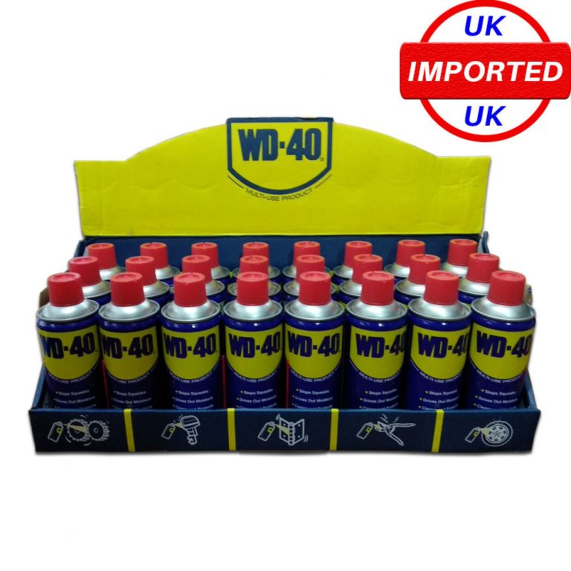 24x cans WD40 in retail display case - 330ml size new and sealed