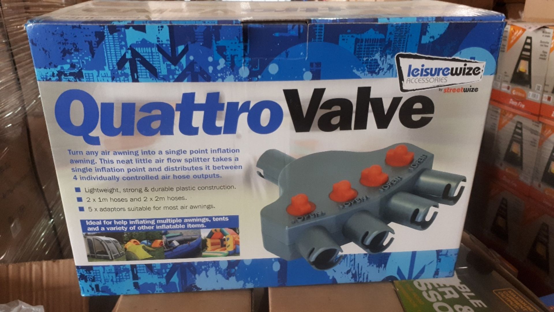 20.pcs in lot brand new sealed, leisurewise quattro valve system, for inflating multiple items