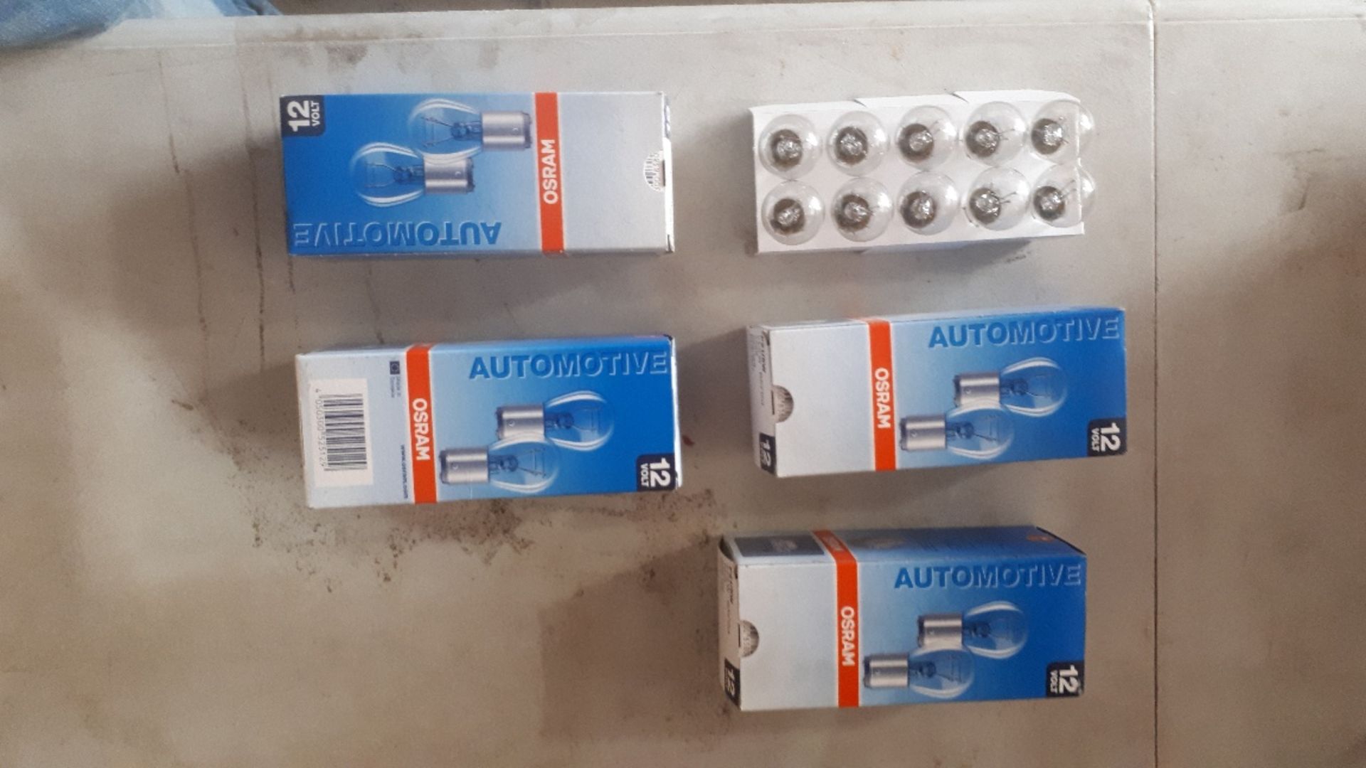 50pcs - Osram automotuive box of 10, 12v P21/5W Bulbs 5 boxes of 10 in lot, total 50pcs