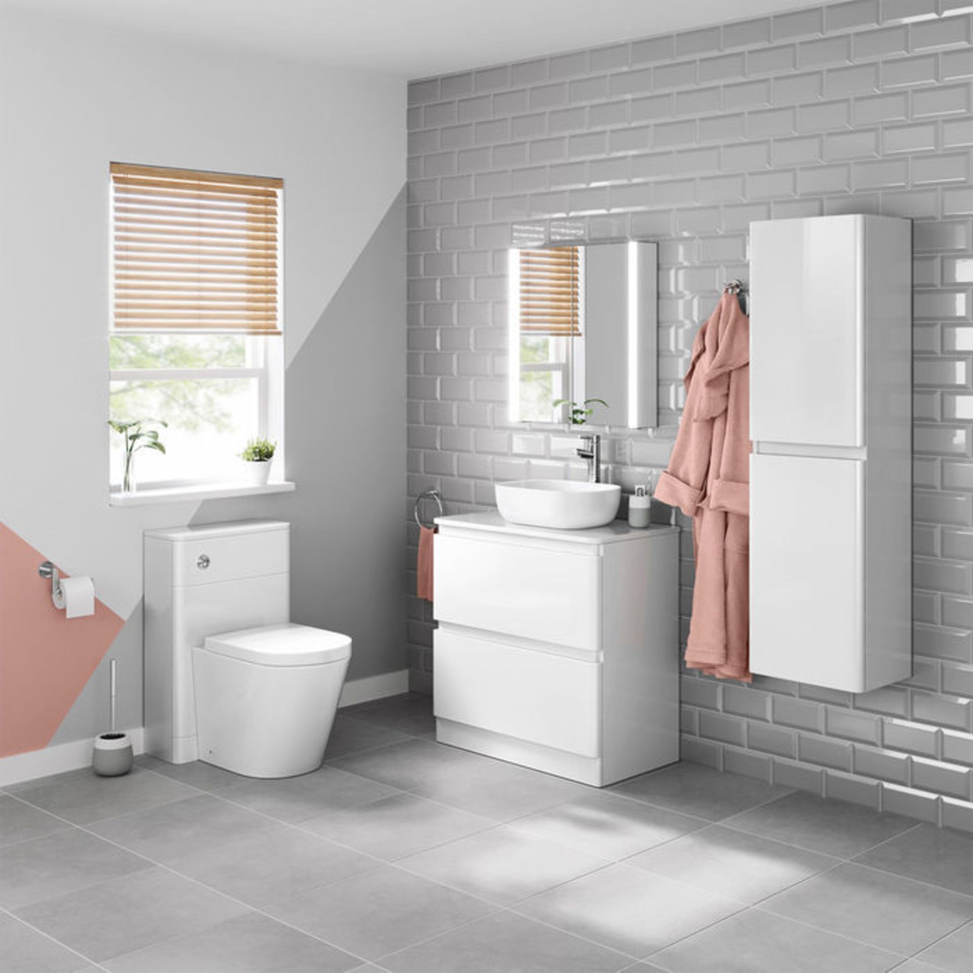 (PT84) 800mm Denver Gloss White Countertop Unit and Colette Basin - Floor Standing. RRP £499.99. - Image 3 of 5