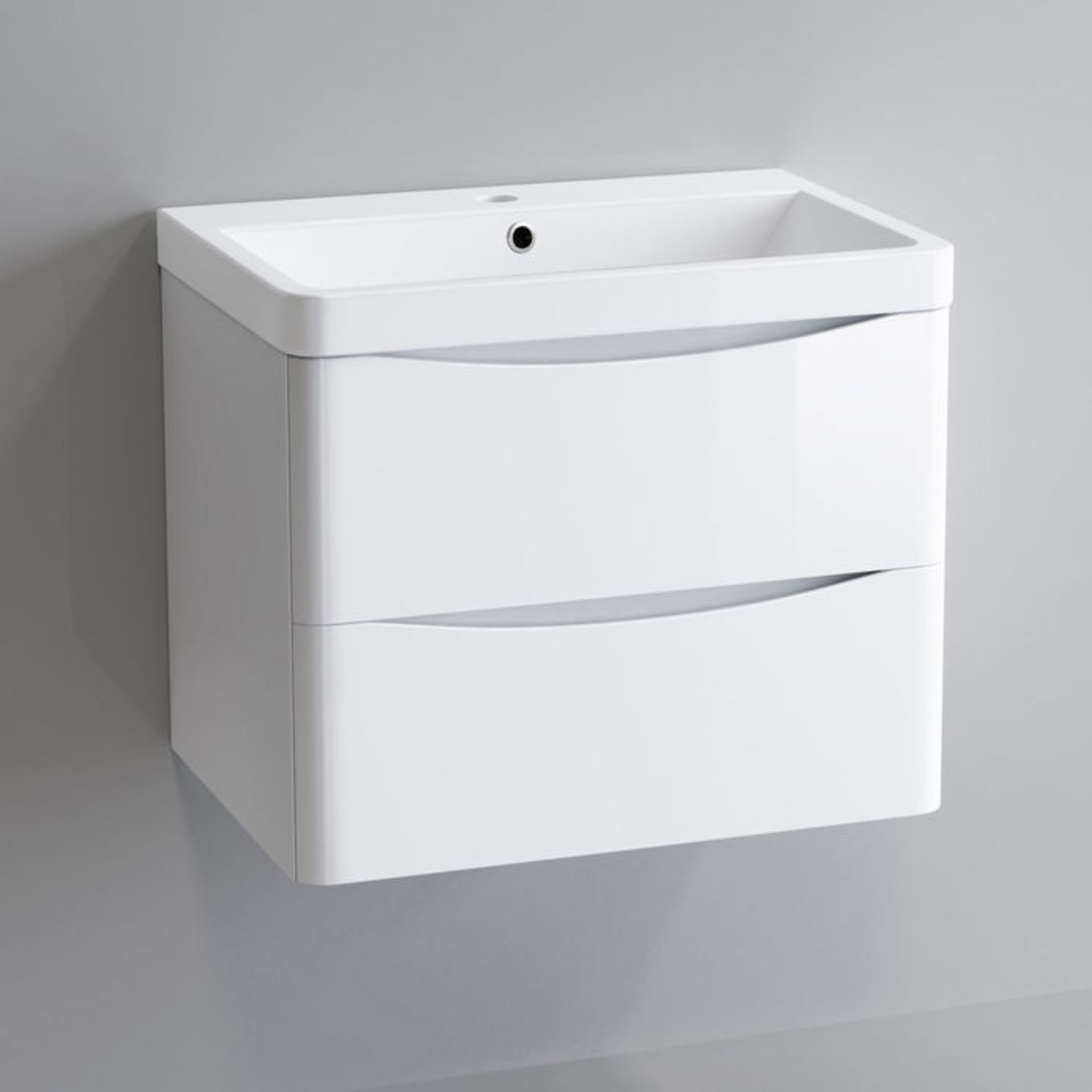 (PT14) 600mm Austin II Gloss White Built In Basin Drawer Unit - Wall Hung. RRP £499.99. Comes - Image 5 of 5