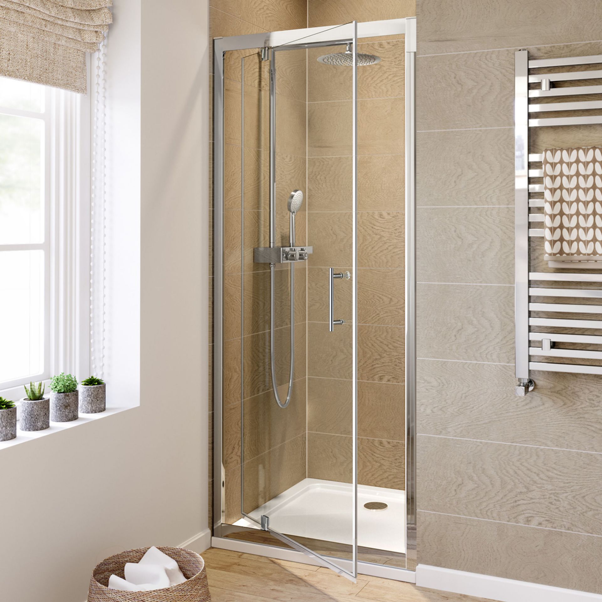 (HP28) 900mm - 6mm - Elements Pivot Shower Door. RRP £299.99. 6mm Safety Glass Fully waterproof