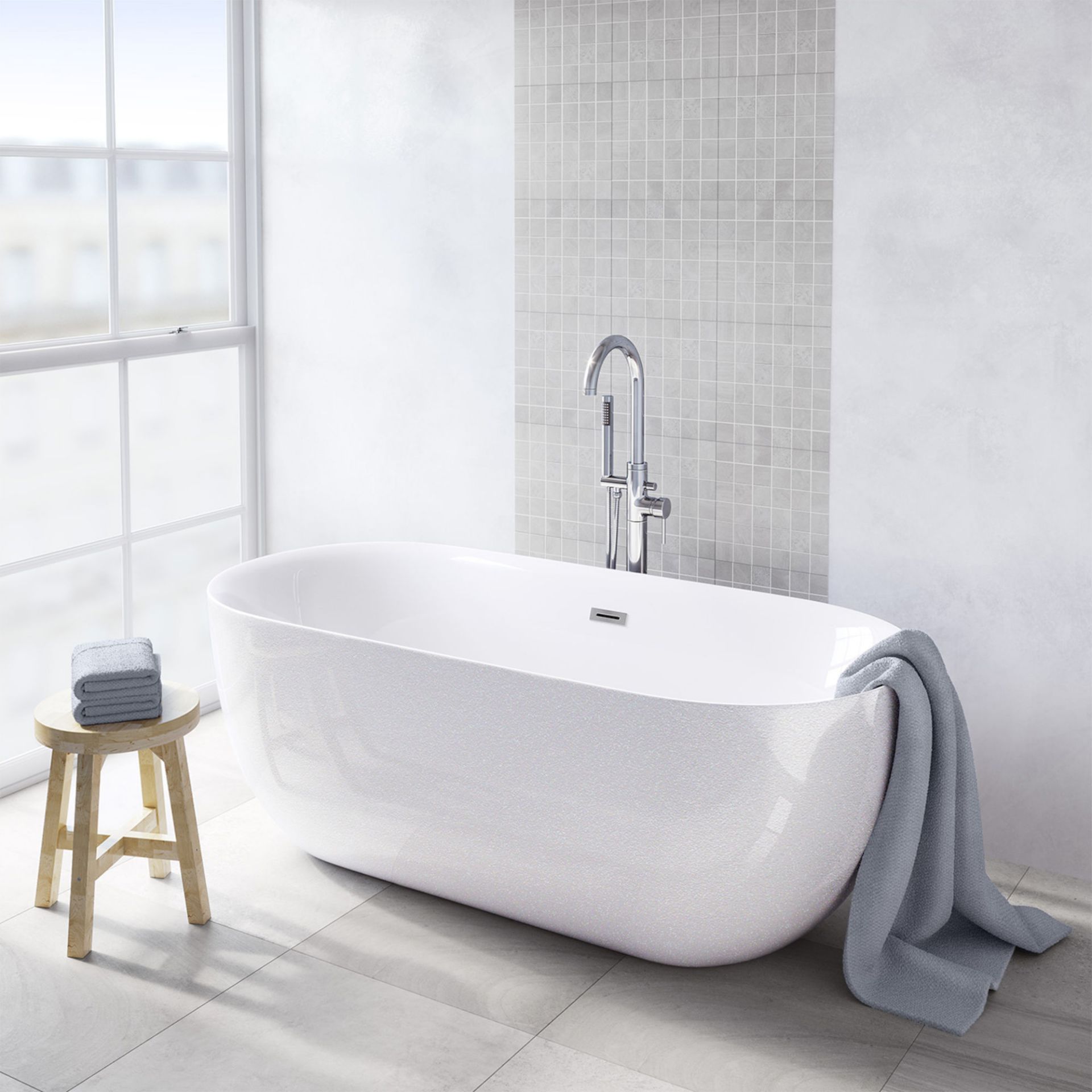 (PT3) 1700x780mm Mya Pearl Freestanding Bath. Manufactured from high quality gloss acrylic