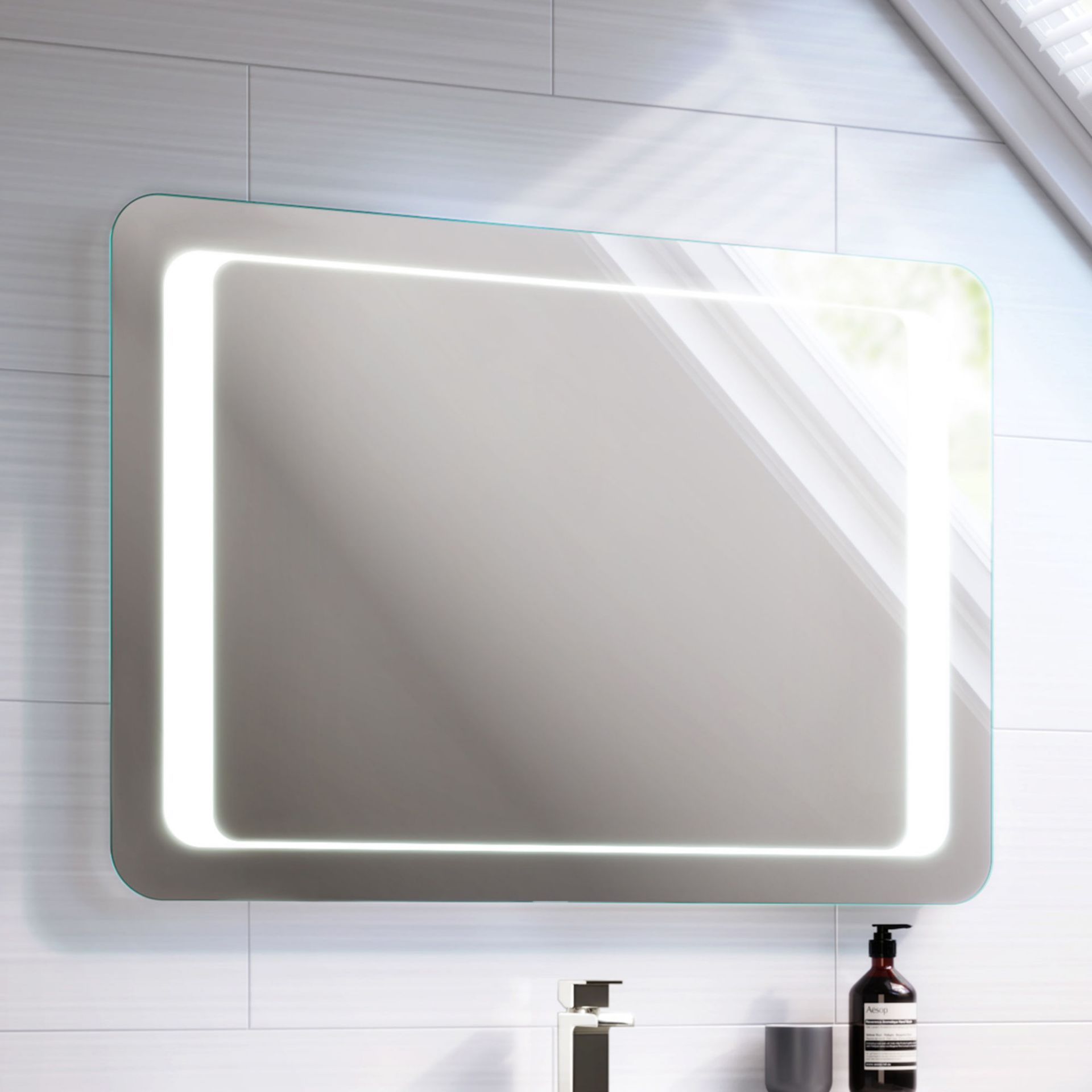 (PT40) 650x900mm Quasar Illuminated LED Mirror. RRP £349.99. Energy efficient LED lighting with IP44