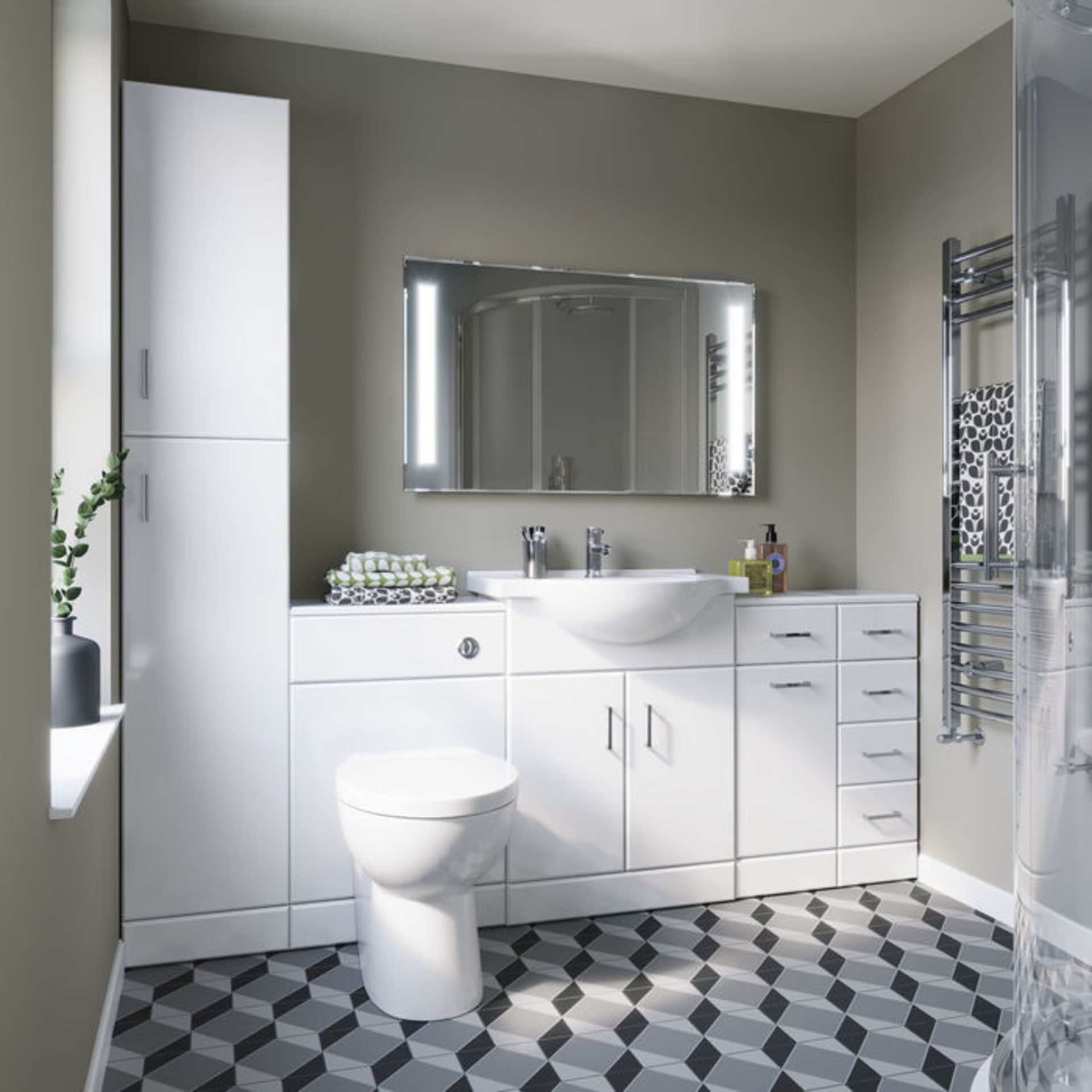 (PT60) 500x200mm Quartz Gloss White Back To Wall Toilet Unit. Pristine gloss white finish Conceals - Image 3 of 4