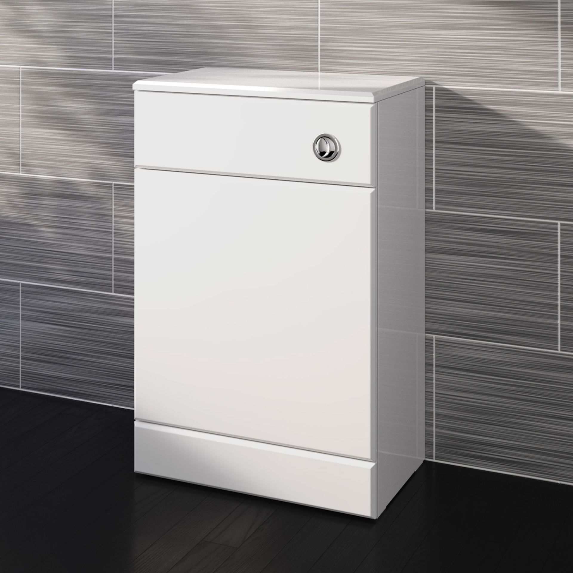 (PT13) 500x300mm Quartz Gloss White Back To Wall Toilet Unit. Pristine gloss white finish Conceals