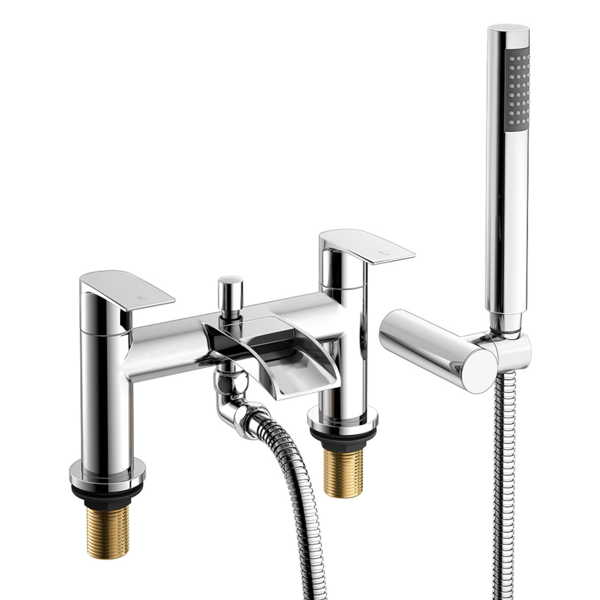(PT215) Denver Waterfall Bath Mixer Tap & Handheld Shower head Chrome Plated Solid Brass 1/4 turn - Image 2 of 3