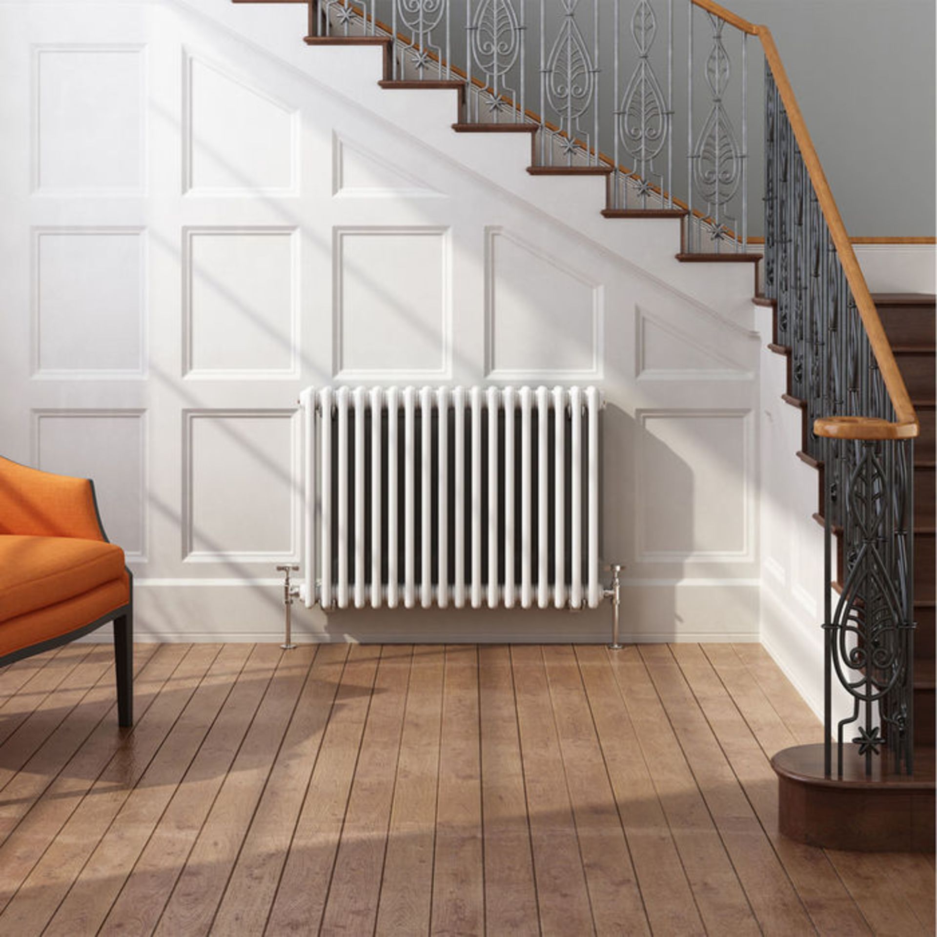 (XS86) 600x828mm White Double Panel Horizontal Colosseum Traditional Radiator. RRP £469.99. Made - Image 3 of 4
