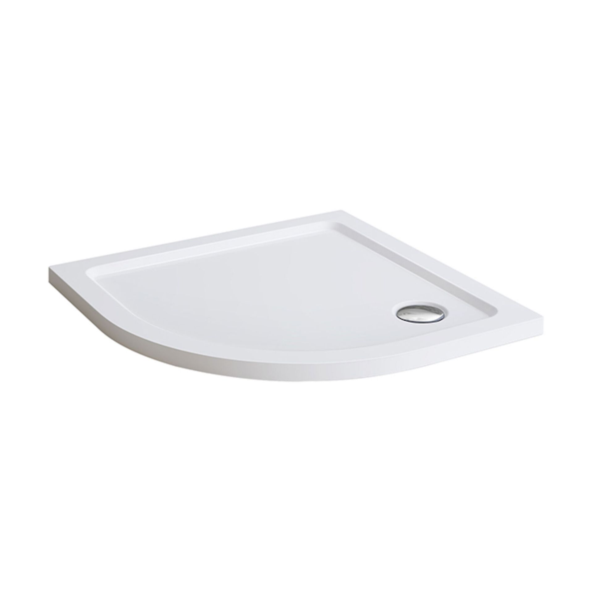 (PT41) 900x900mm Quadrant White Shower Tray. Strong & Slimline low profile design - lightweight