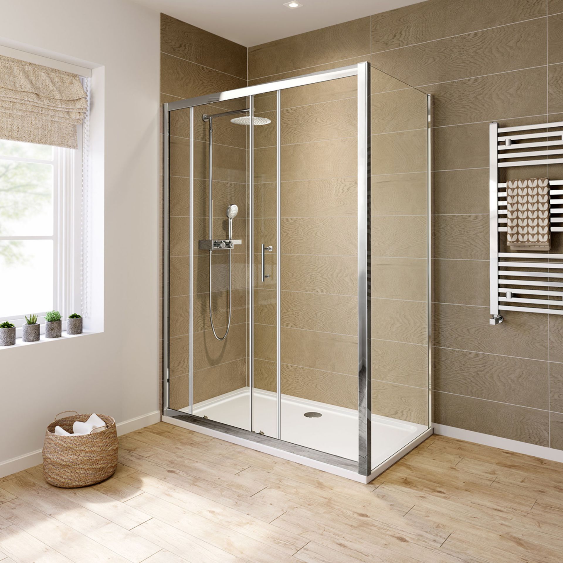 (PT103) 1400x800mm - 6mm - Elements Sliding Door Shower Enclosure. RRP £599.99. 6mm Safety Glass - Image 3 of 3