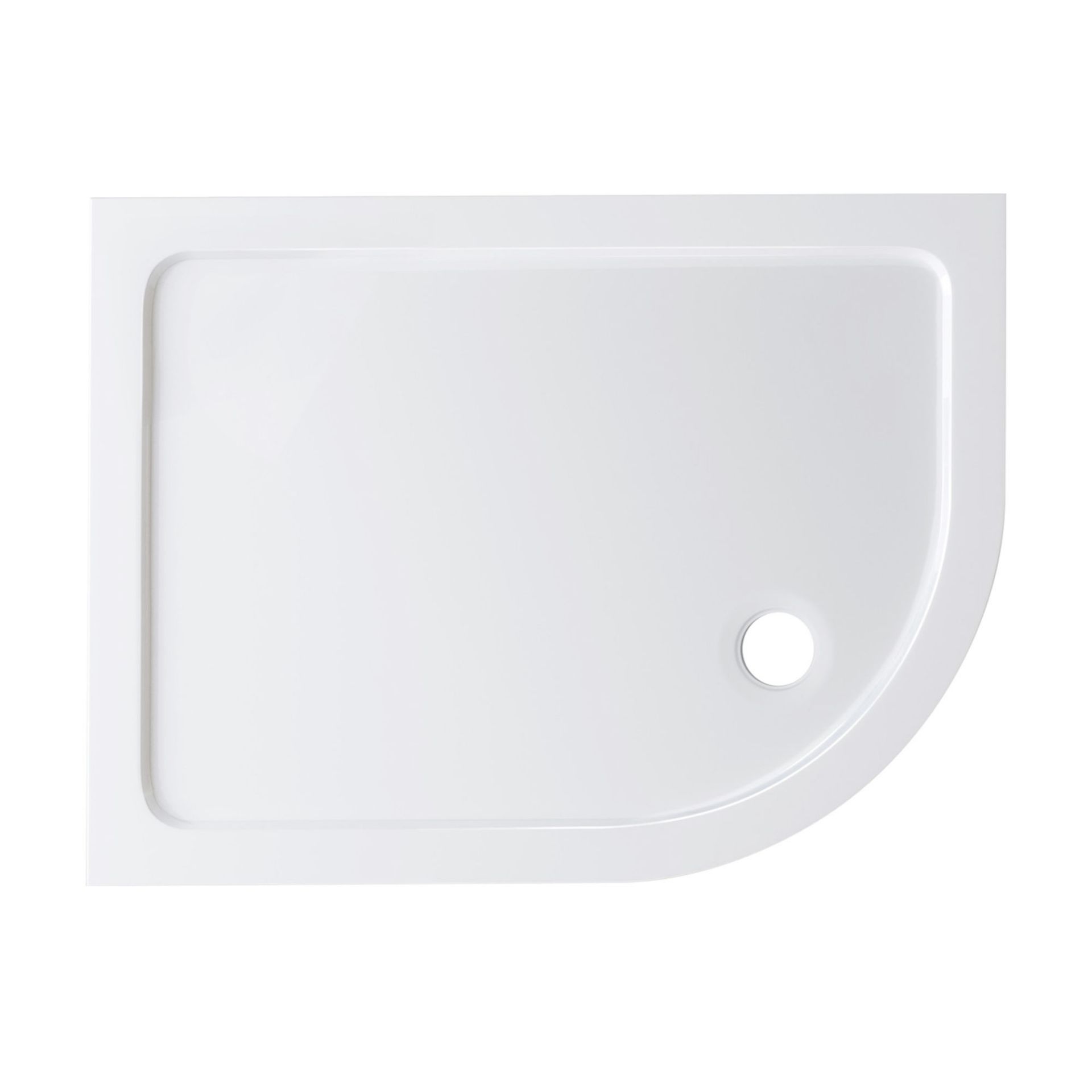 (XS77) 1200x800mm Offset Quadrant Ultra Slim Stone Shower Tray - Right. Low profile ultra slim