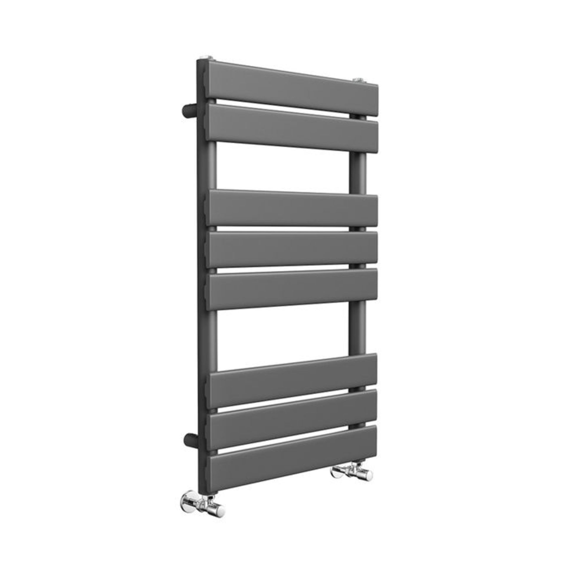 (XS320) 800x450mm Anthracite Flat Panel Ladder Towel Radiator. Made with low carbon steel, - Image 3 of 3