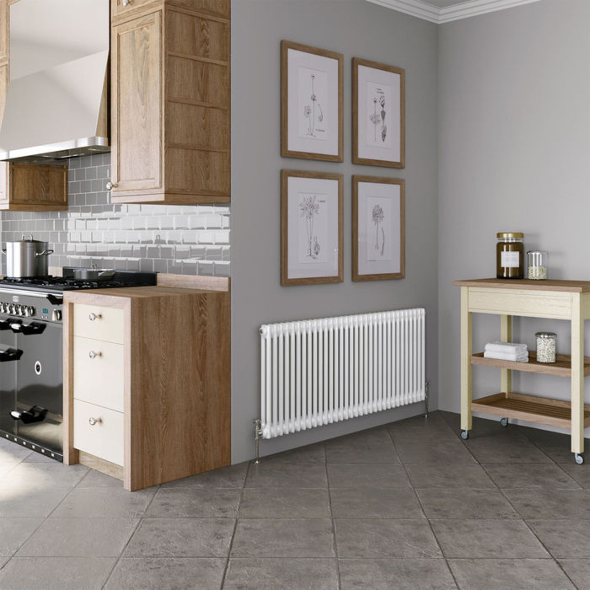 (PT7) 600x1458mm White Double Panel Horizontal Colosseum Traditional Radiator. RRP £569.99. Made - Image 4 of 5