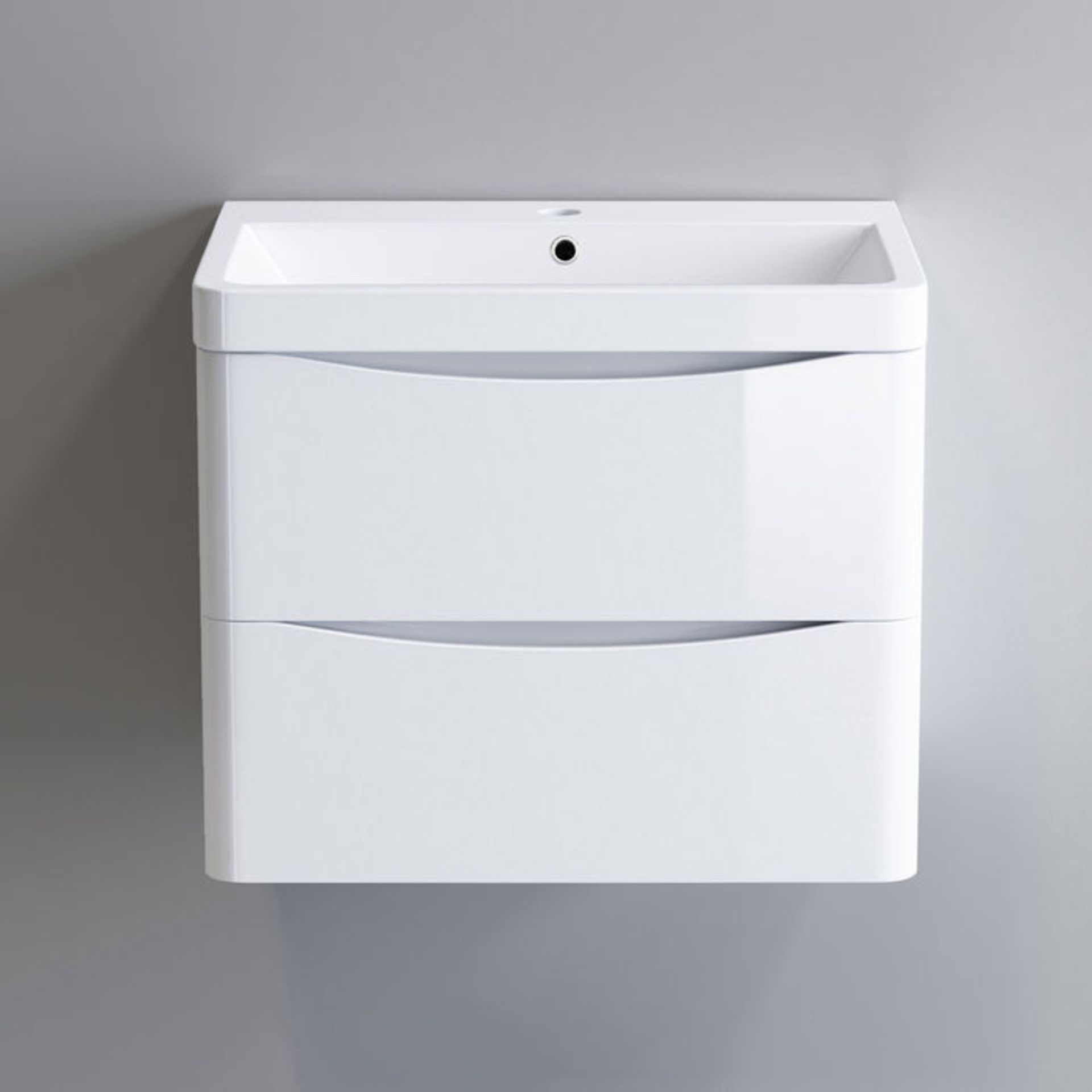 (PT14) 600mm Austin II Gloss White Built In Basin Drawer Unit - Wall Hung. RRP £499.99. Comes - Image 2 of 5