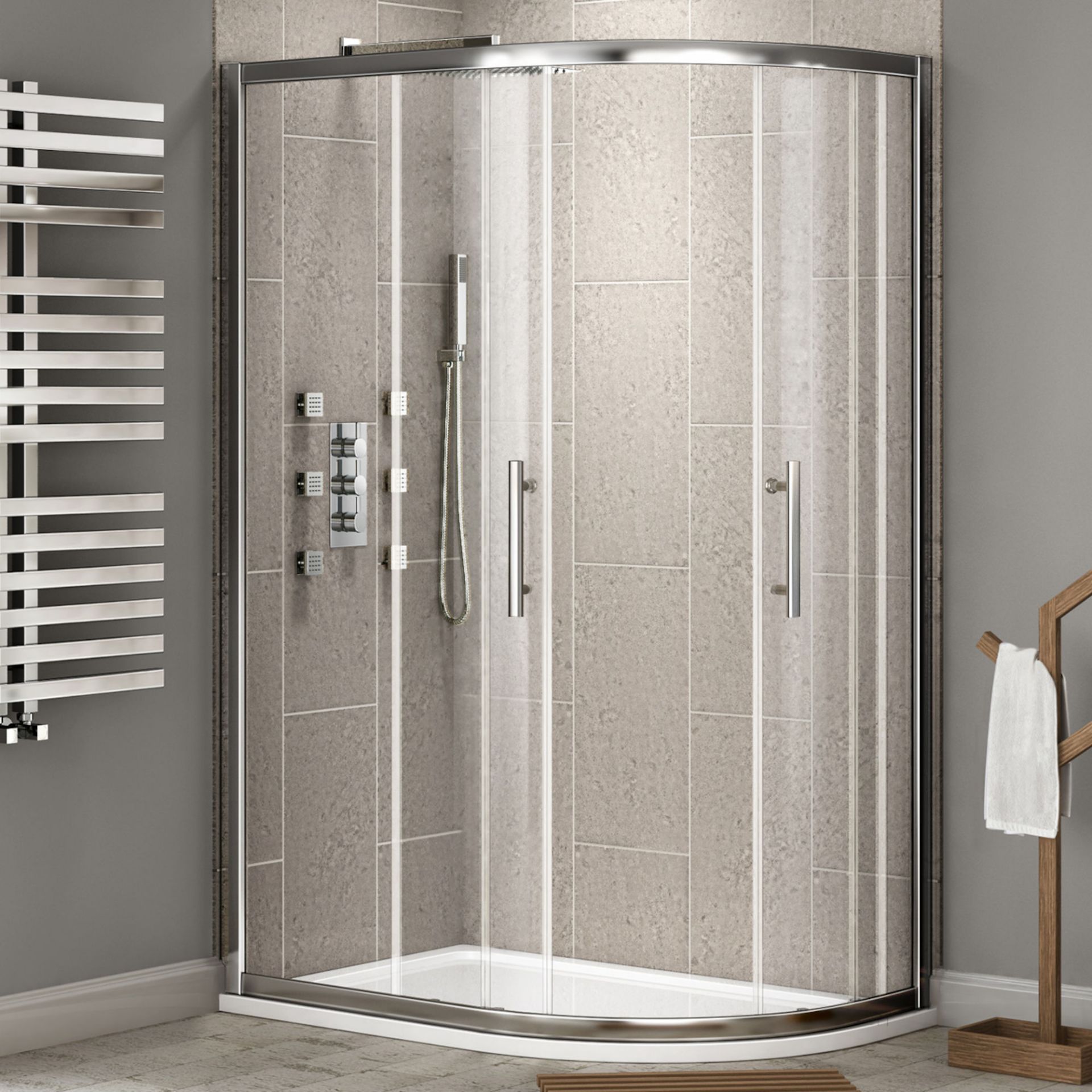 (PT208) 800x1000mm - 8mm - Premium EasyClean Offset Quadrant Shower Enclosure - Reversible. RRP £