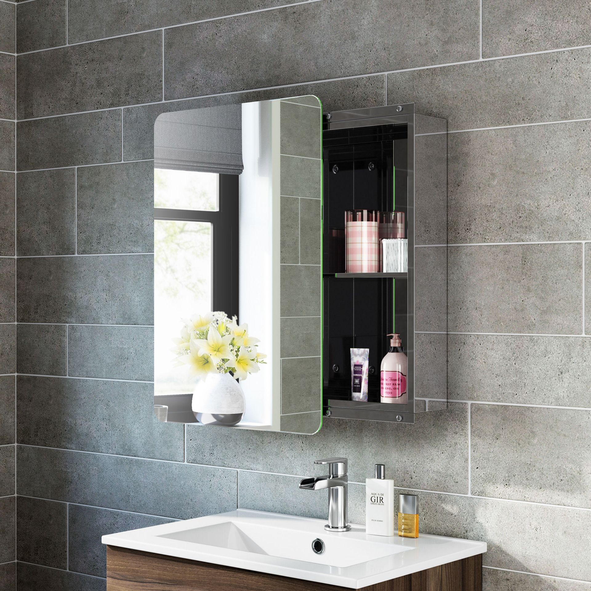 (PT87) 460x660mm Liberty Stainless Steel Sliding Door Mirror Cabinet. RRP £349.99. Made from high-