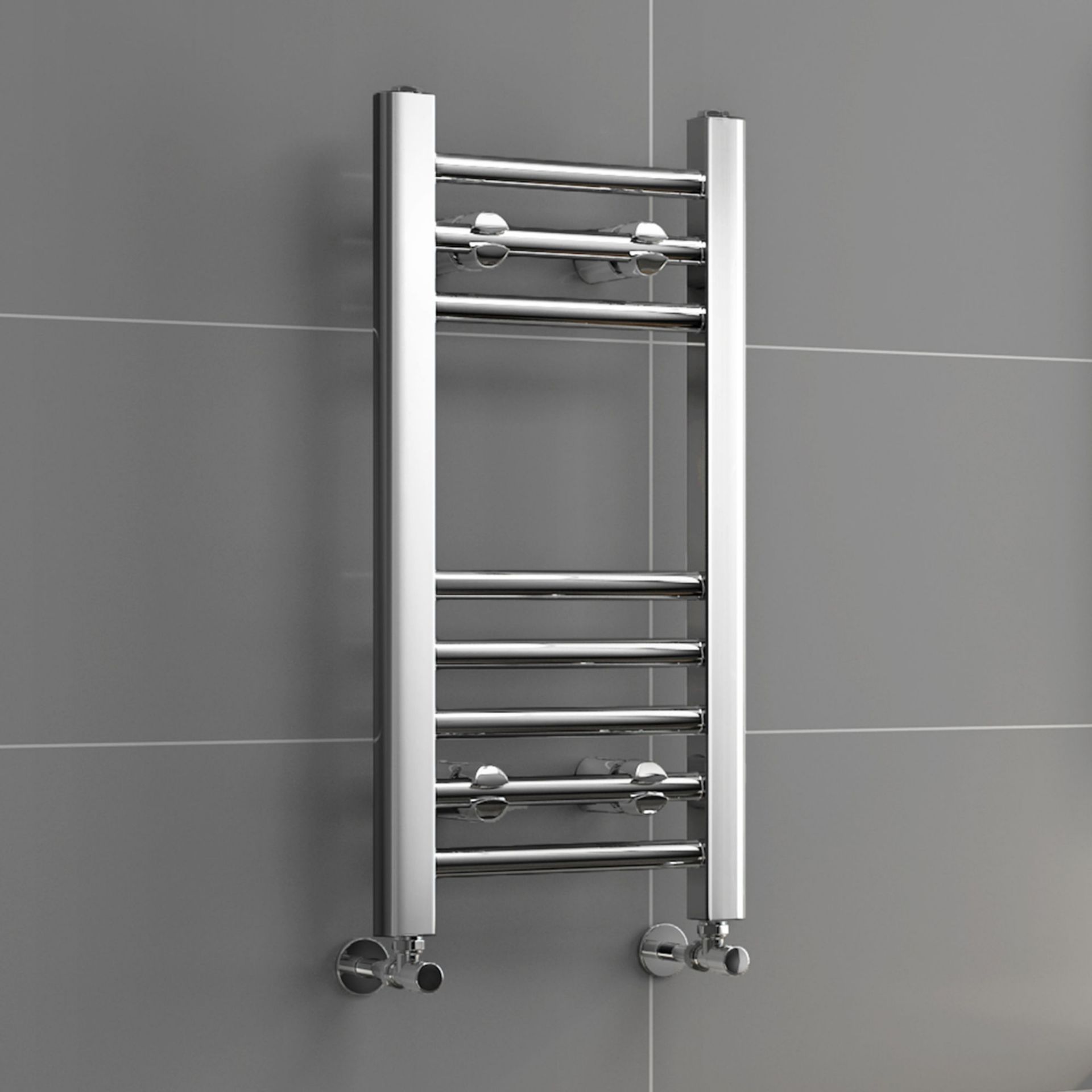 (ED160) 600x300mm - 20mm Tubes - Chrome Heated Straight Rail Ladder Towel Rail. Low carbon steel