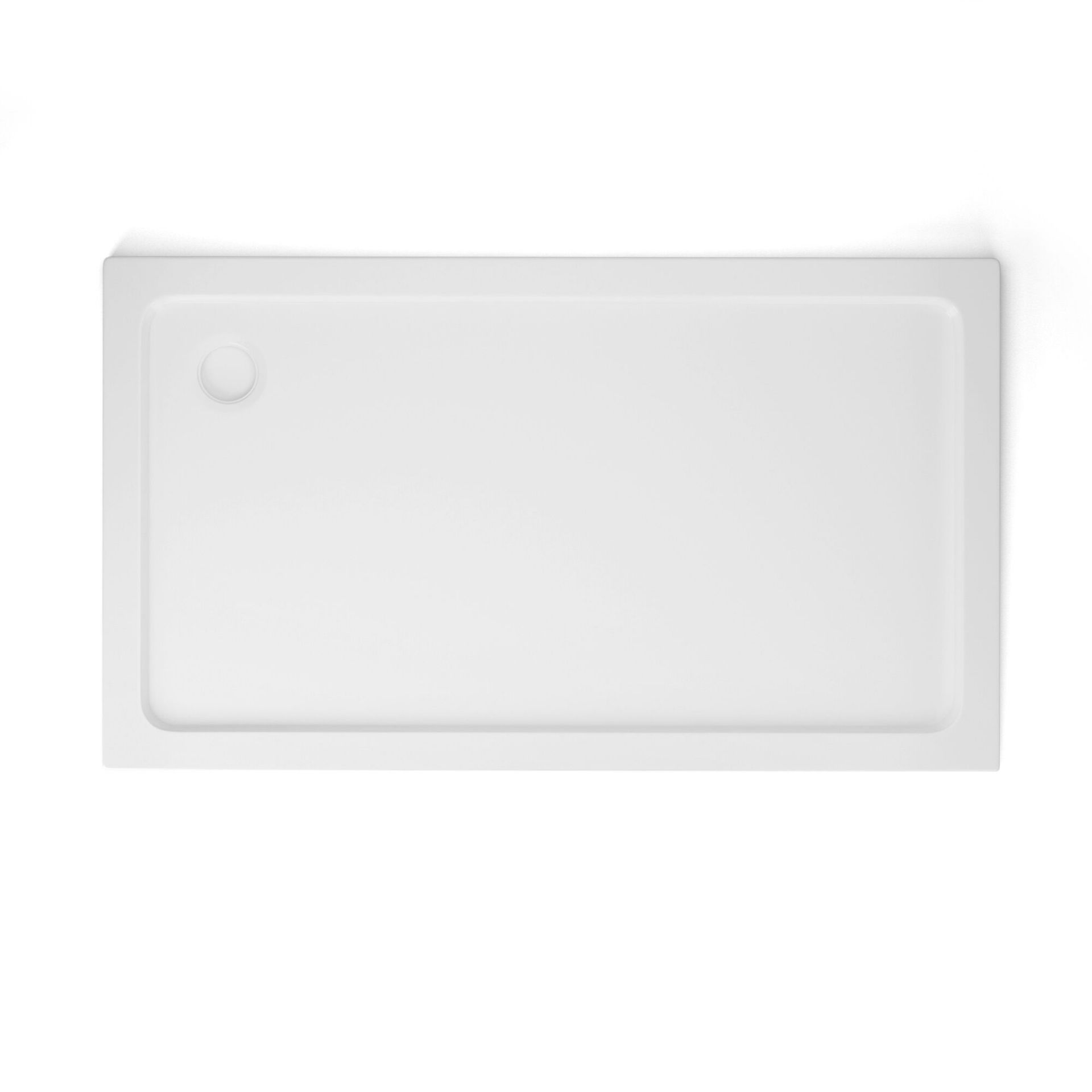 (KR77) 1400x800mm Rectangular Ultra Slim Stone Shower Tray. Constructed from acrylic capped stone