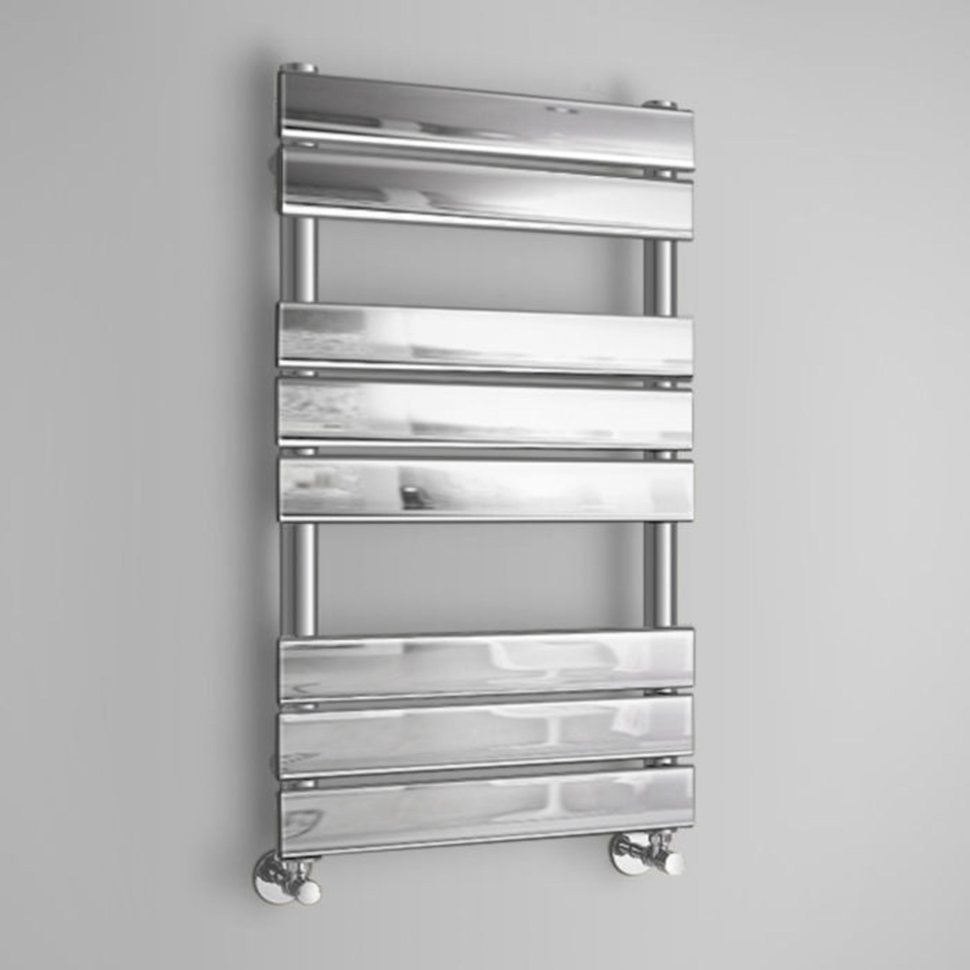 (PT52) 800x450mm Chrome Flat Panel Ladder Towel Radiator. RRP £244.99. Made from low carbon steel - Image 3 of 3