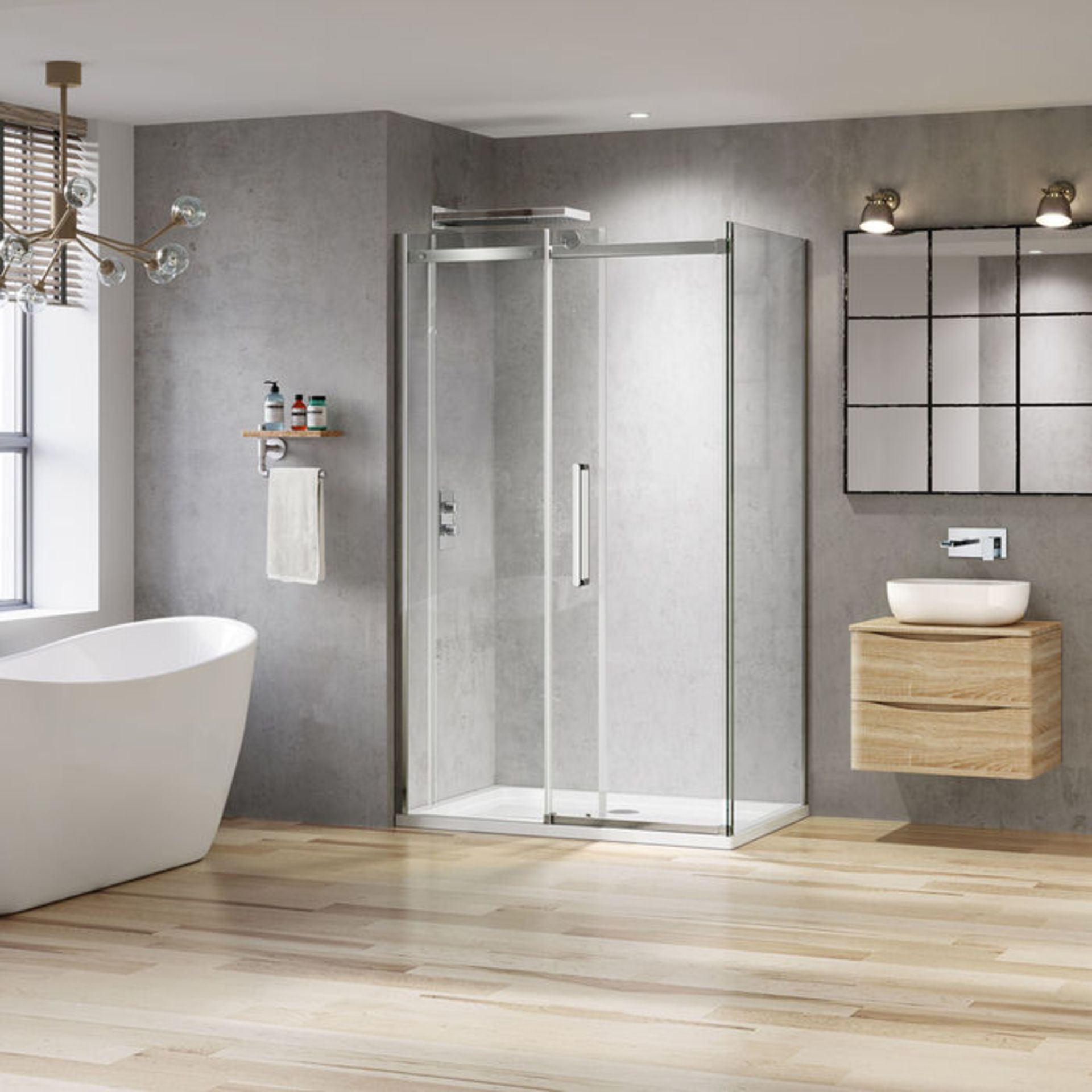 (PT19) 1200x900mm - 8mm - Designer Frameless EasyClean Sliding Door Shower Enclosure. RRP £549.99. - Image 3 of 3