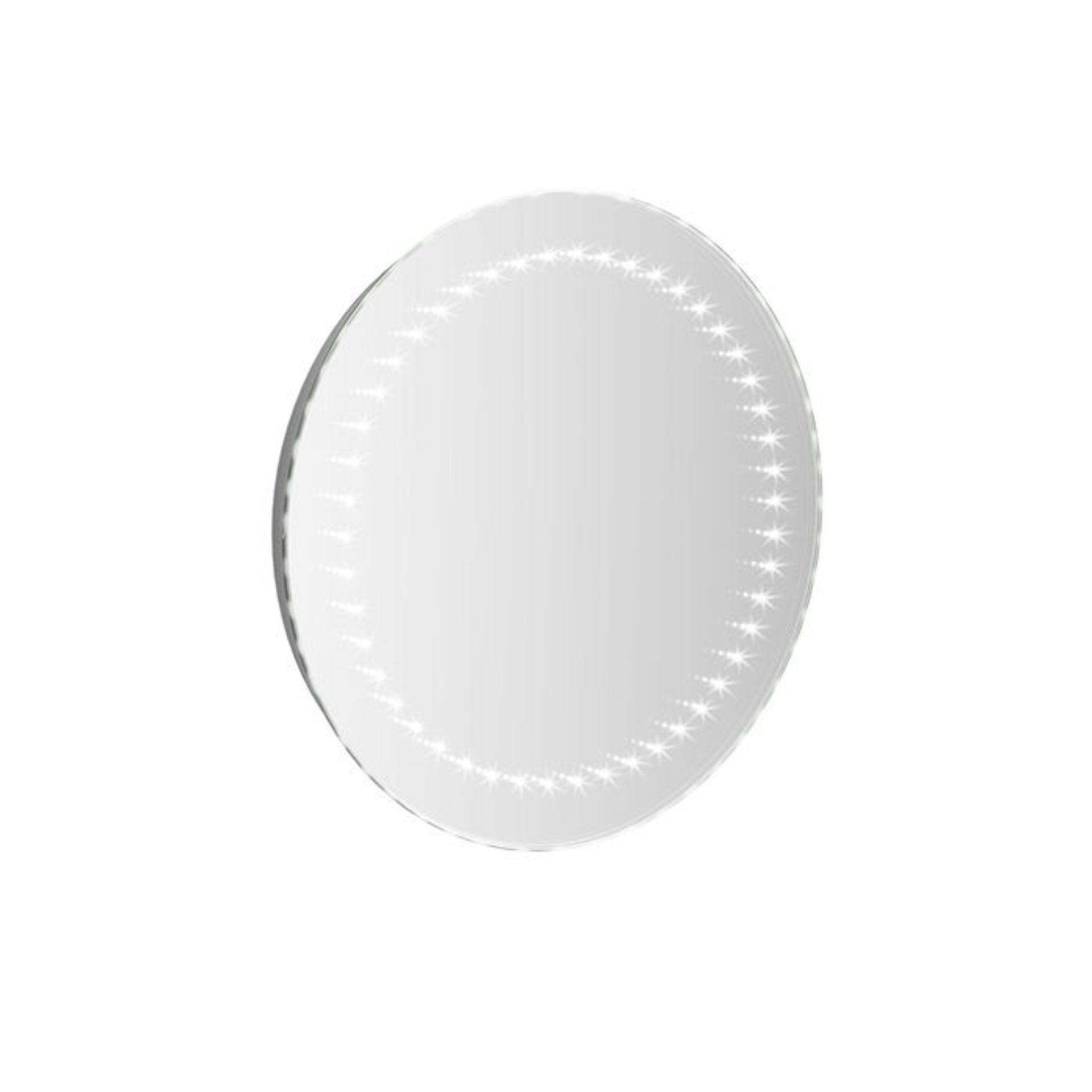 (MW131) 500x500mm Round Battery Operated LED Mirror. Energy saving controlled On / Off switch