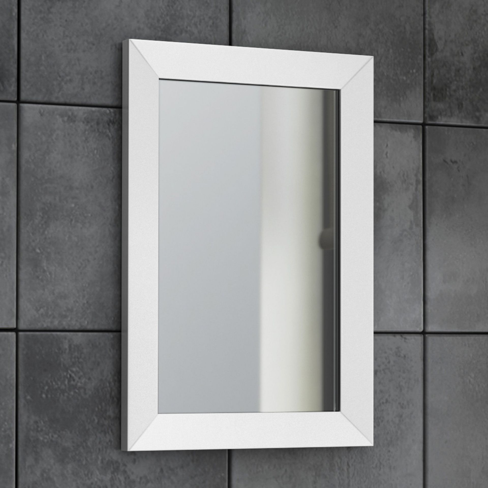 (ND84) 300x450mm Clover Gloss White Framed Mirror Made from eco friendly recycled plastics Water