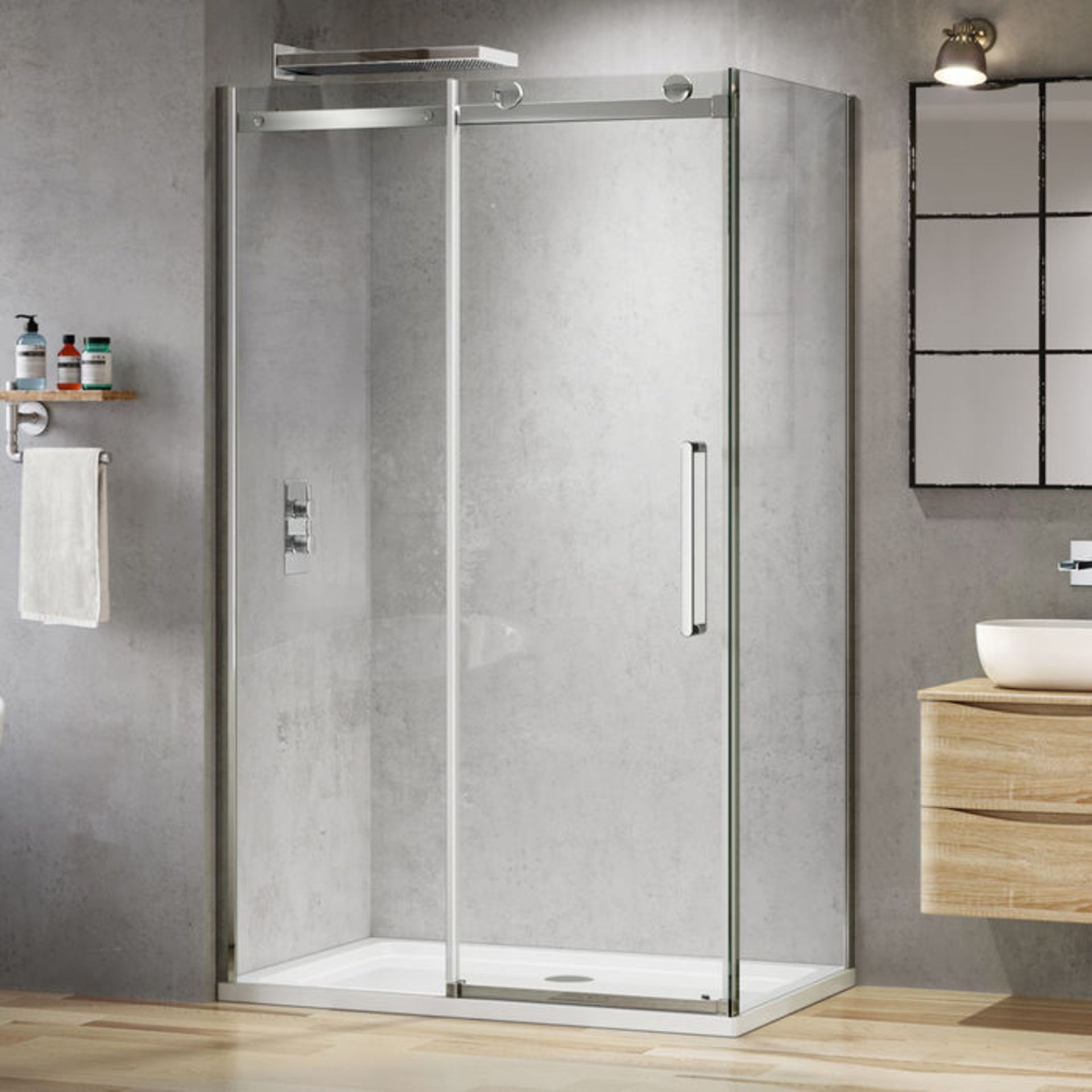 (PT19) 1200x900mm - 8mm - Designer Frameless EasyClean Sliding Door Shower Enclosure. RRP £549.99. - Image 2 of 3