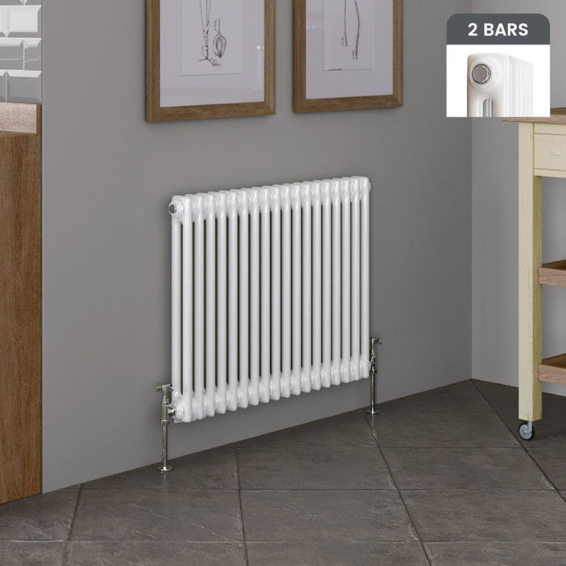 (XS86) 600x828mm White Double Panel Horizontal Colosseum Traditional Radiator. RRP £469.99. Made - Image 2 of 4