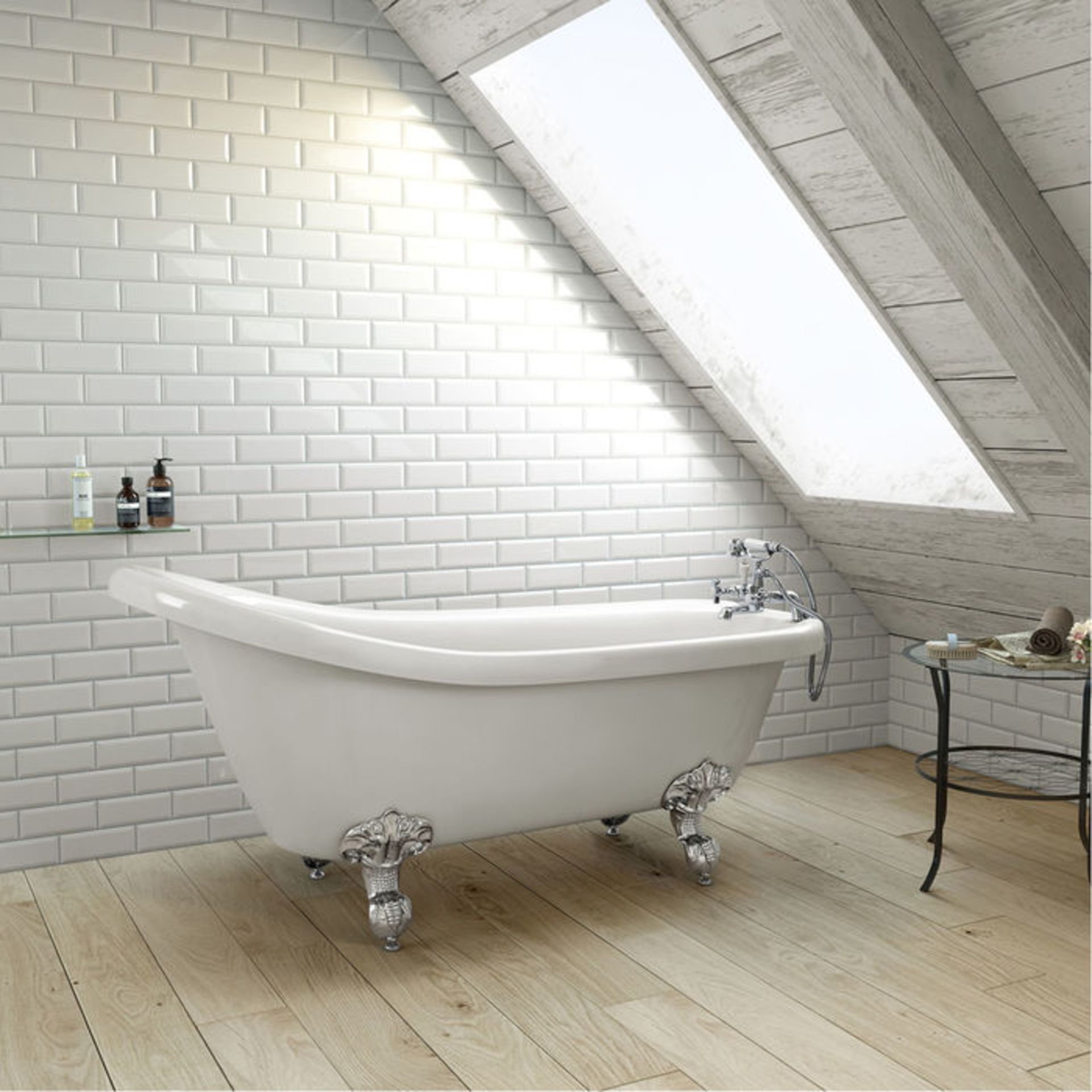 (PT85) 1550mm Cambridge Traditional Roll Top Slipper Bath - Ball Feet. RRP £699.99. Bath - Image 2 of 4