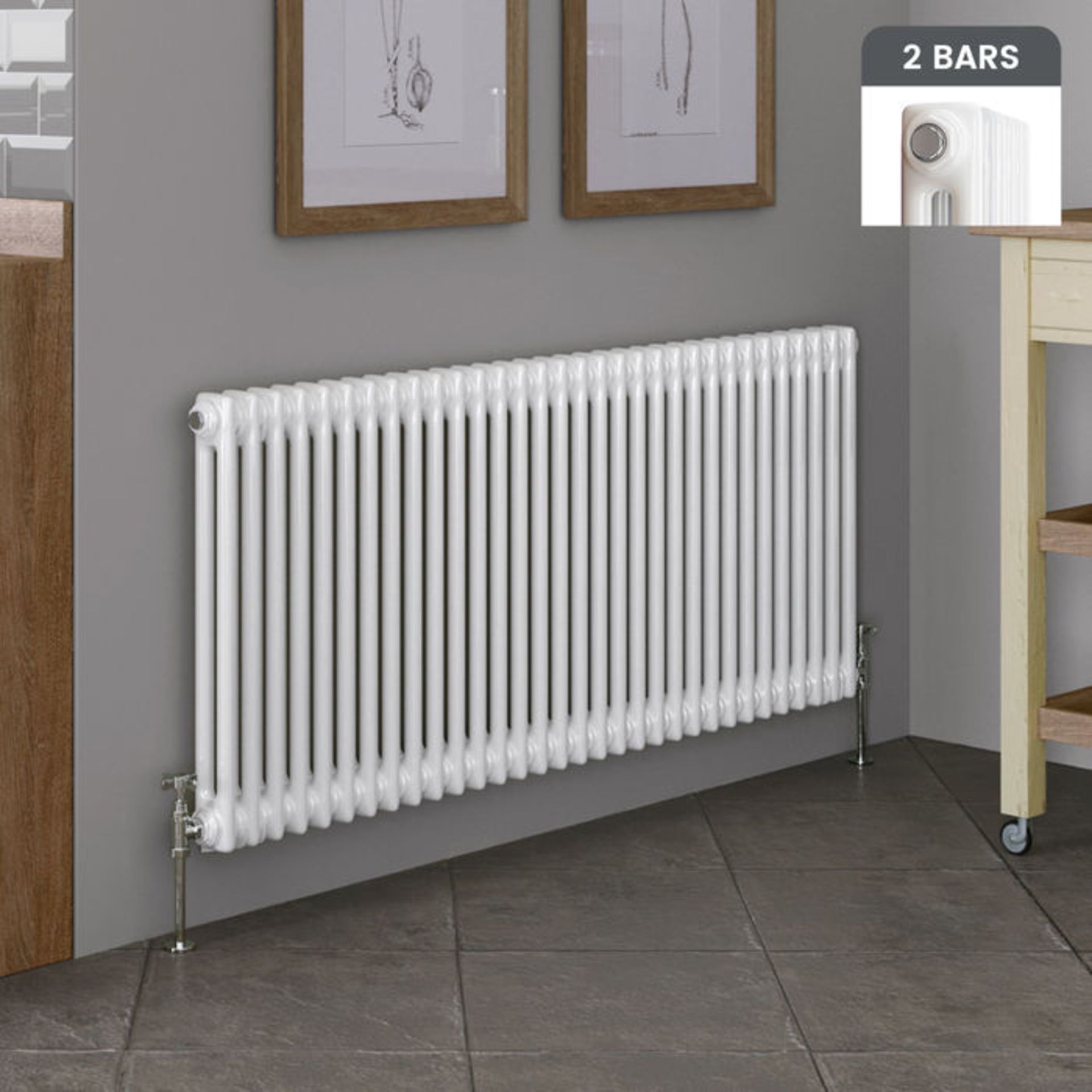 (PT7) 600x1458mm White Double Panel Horizontal Colosseum Traditional Radiator. RRP £569.99. Made - Image 3 of 5