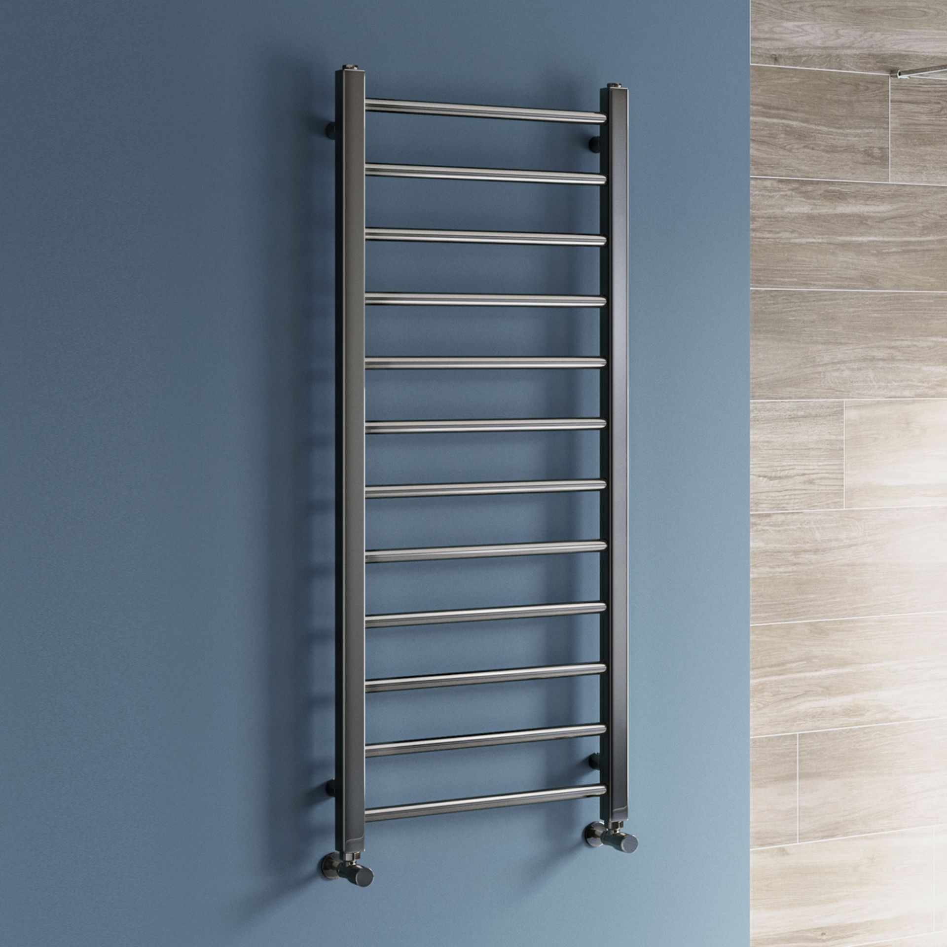 (PT96) 1200x500mm Black Nickel Heated Straight Rail Ladder Towel Radiator. RRP £279.99.