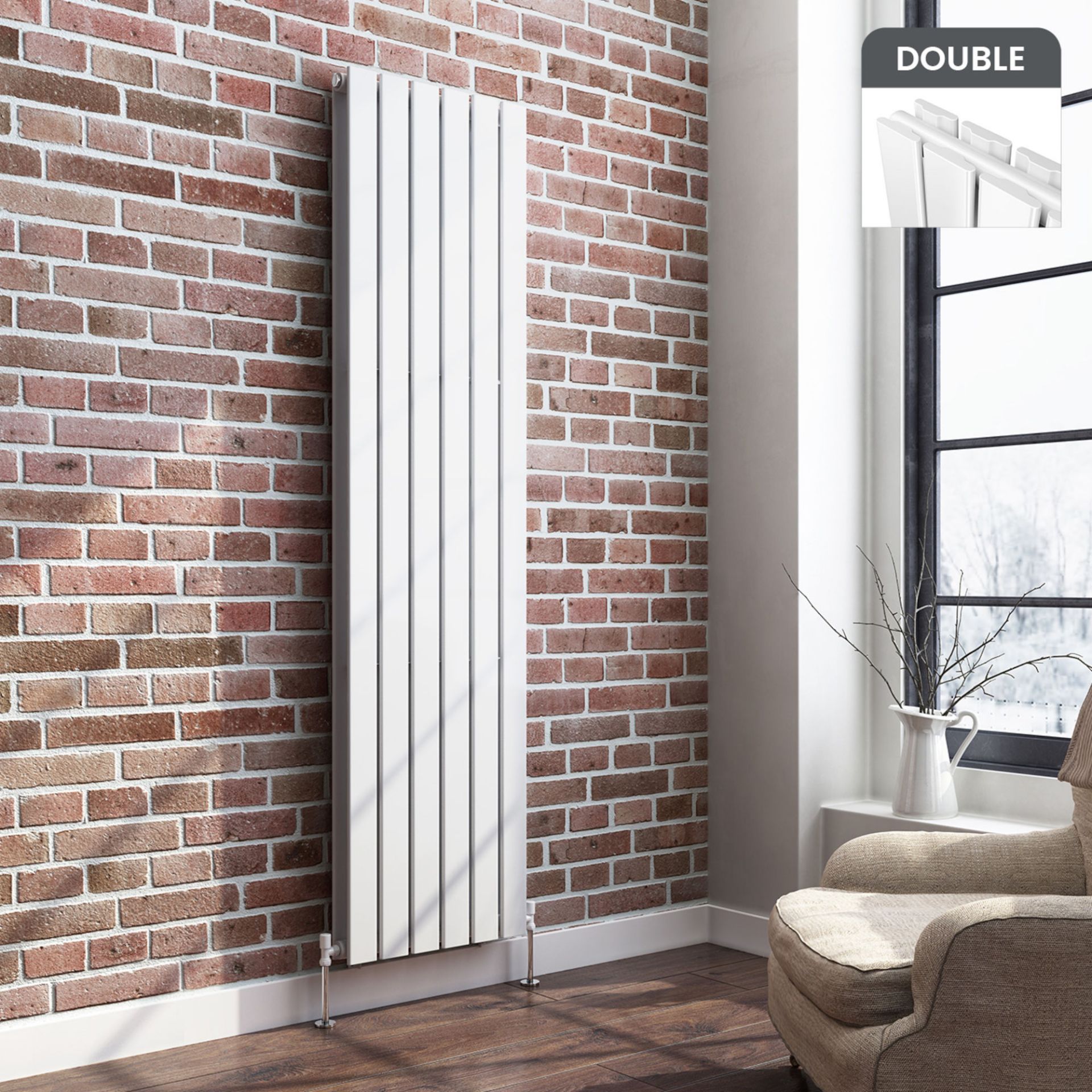 (PT23) 1800x452mm Gloss White Double Flat Panel Vertical Radiator. RRP £499.99. We love this because