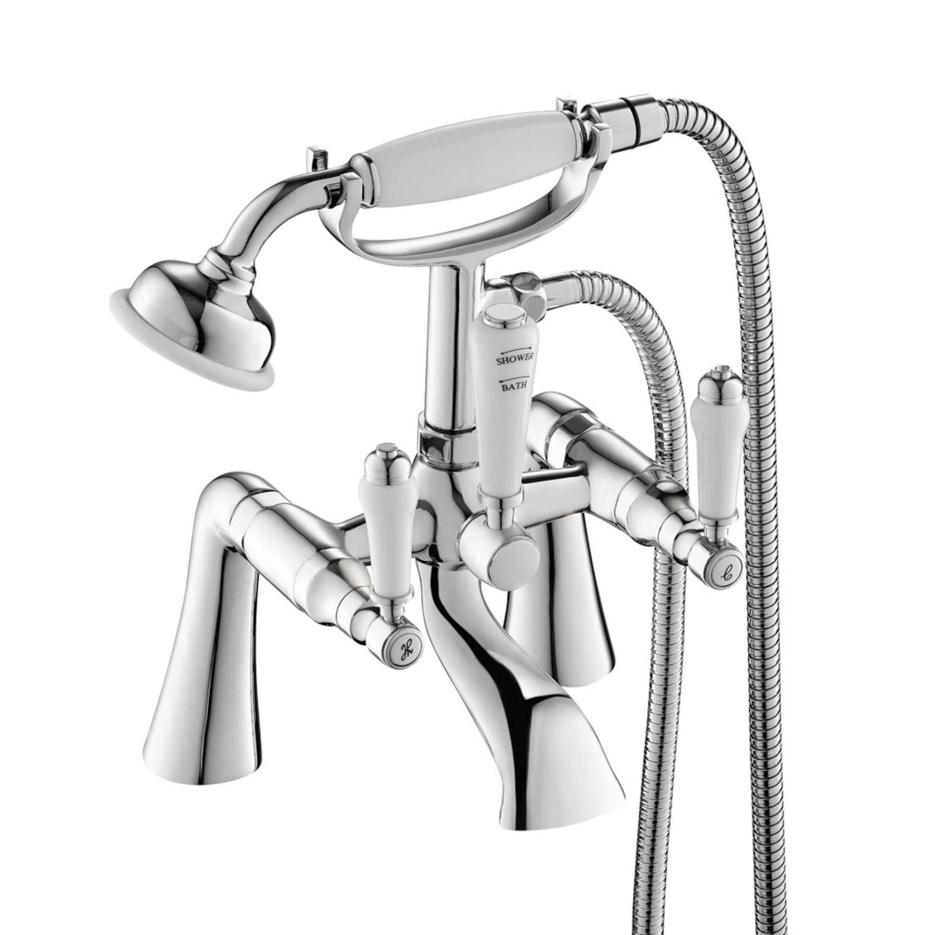 (NF107) Regal Chrome Traditional Bath Mixer Lever Tap with Handheld Shower Chrome Plated Solid Brass - Image 3 of 4