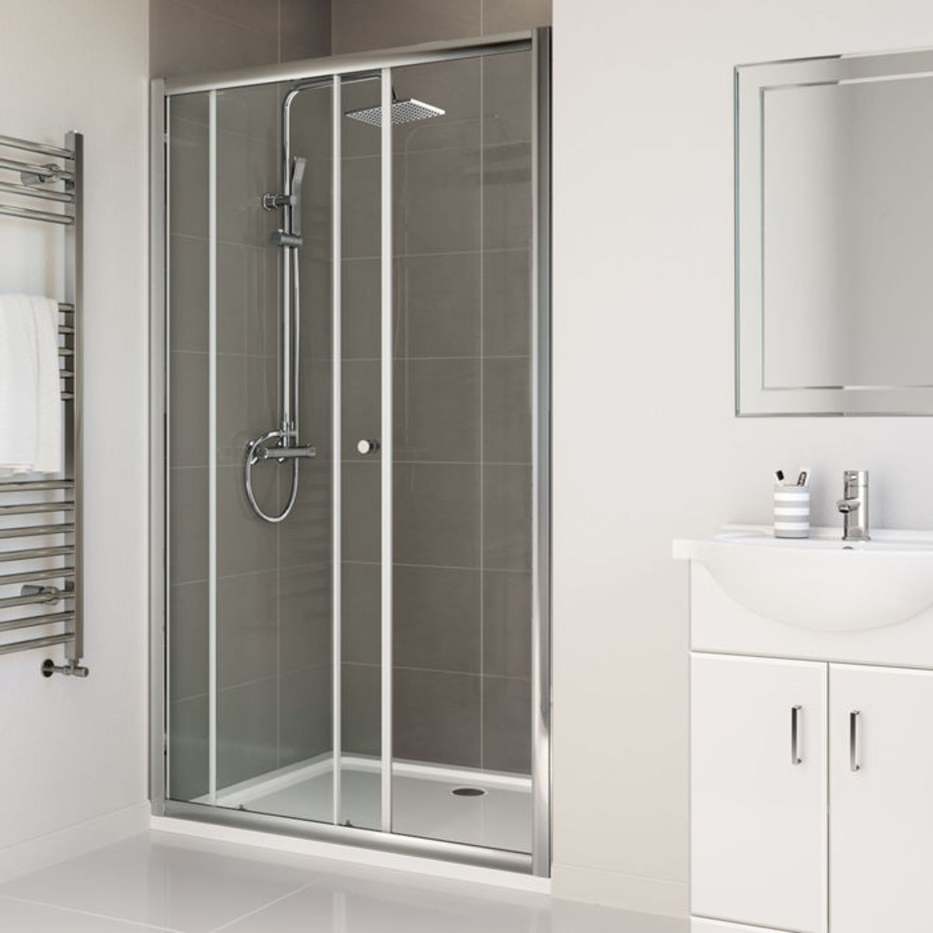 (PA148) 1200mm - Elements Sliding Shower Door. RRP £299.99. 4mm Safety Glass Fully waterproof tested - Image 2 of 3