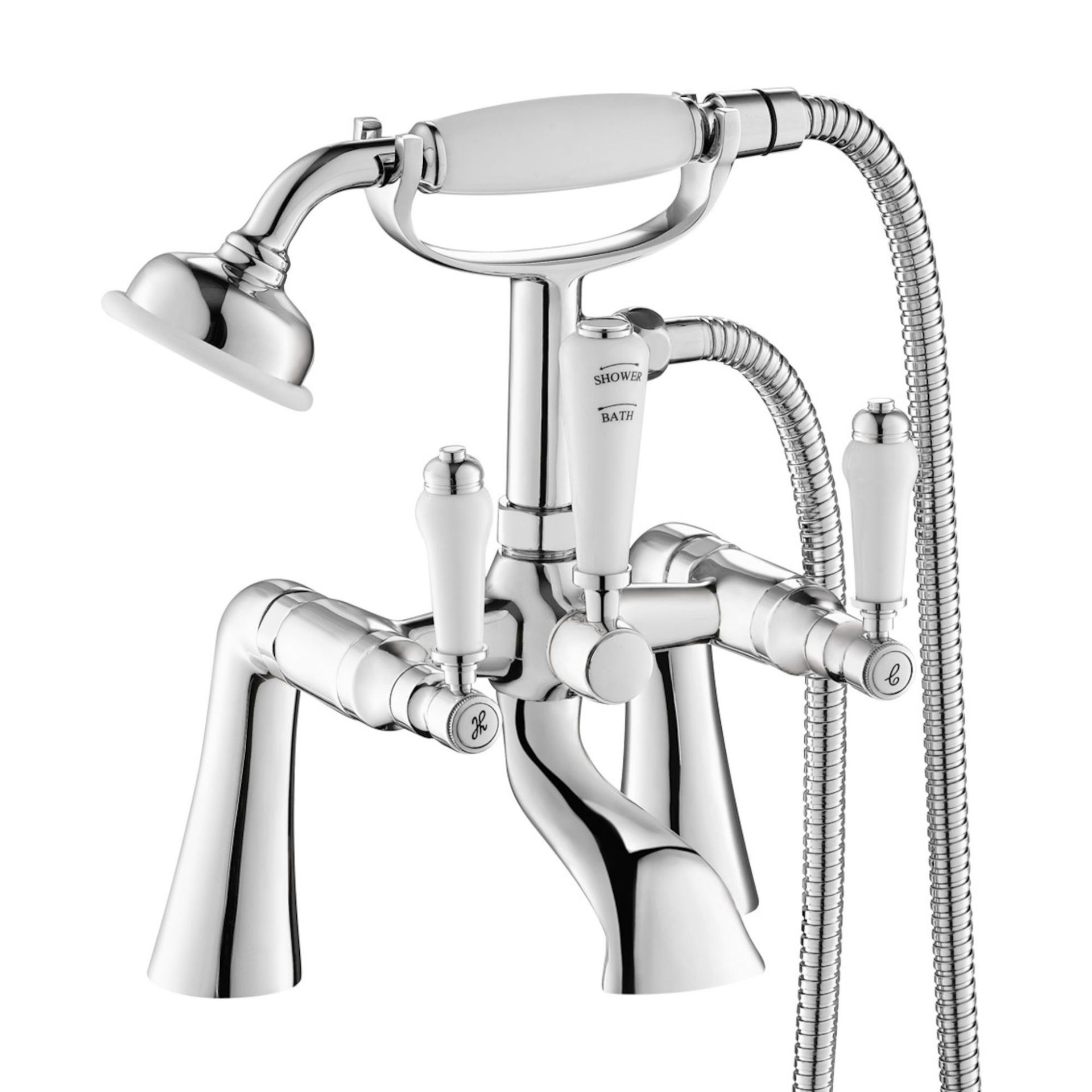 (NF107) Regal Chrome Traditional Bath Mixer Lever Tap with Handheld Shower Chrome Plated Solid Brass - Image 2 of 4