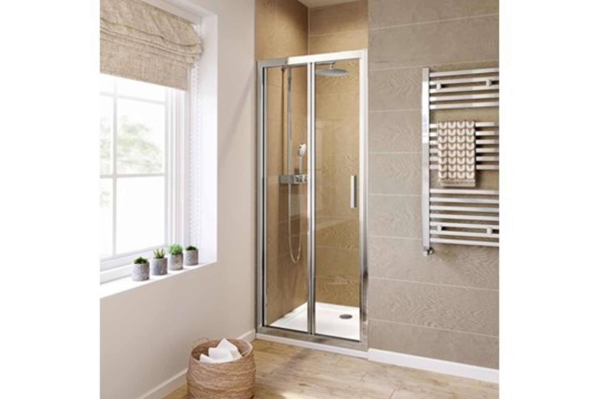 (NY104) 760mm - 6mm - Elements EasyClean Bifold Shower Door. RRP £299.99. 6mm Safety Glass - - Image 2 of 3