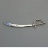 Antique Solid Silver Novelty Egyptian Scimitar Sword Letter Opener C.20thC