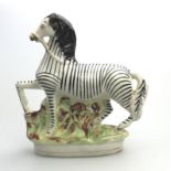 Antique English Pottery. Victorian Staffordshire Zebra Figure C.1850