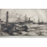 Pencil Signed Etching By Robert William Arthur Rouse 'Thames View'