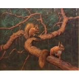 "Squirrels In The Trees" Original Signed Oil Painting By Scottish Artist Peter Munro