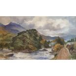 James Mculloch 1863-1915 R.B.A , R.S.W, Large Signed Original Scottish Watercolour Falls of Lenny
