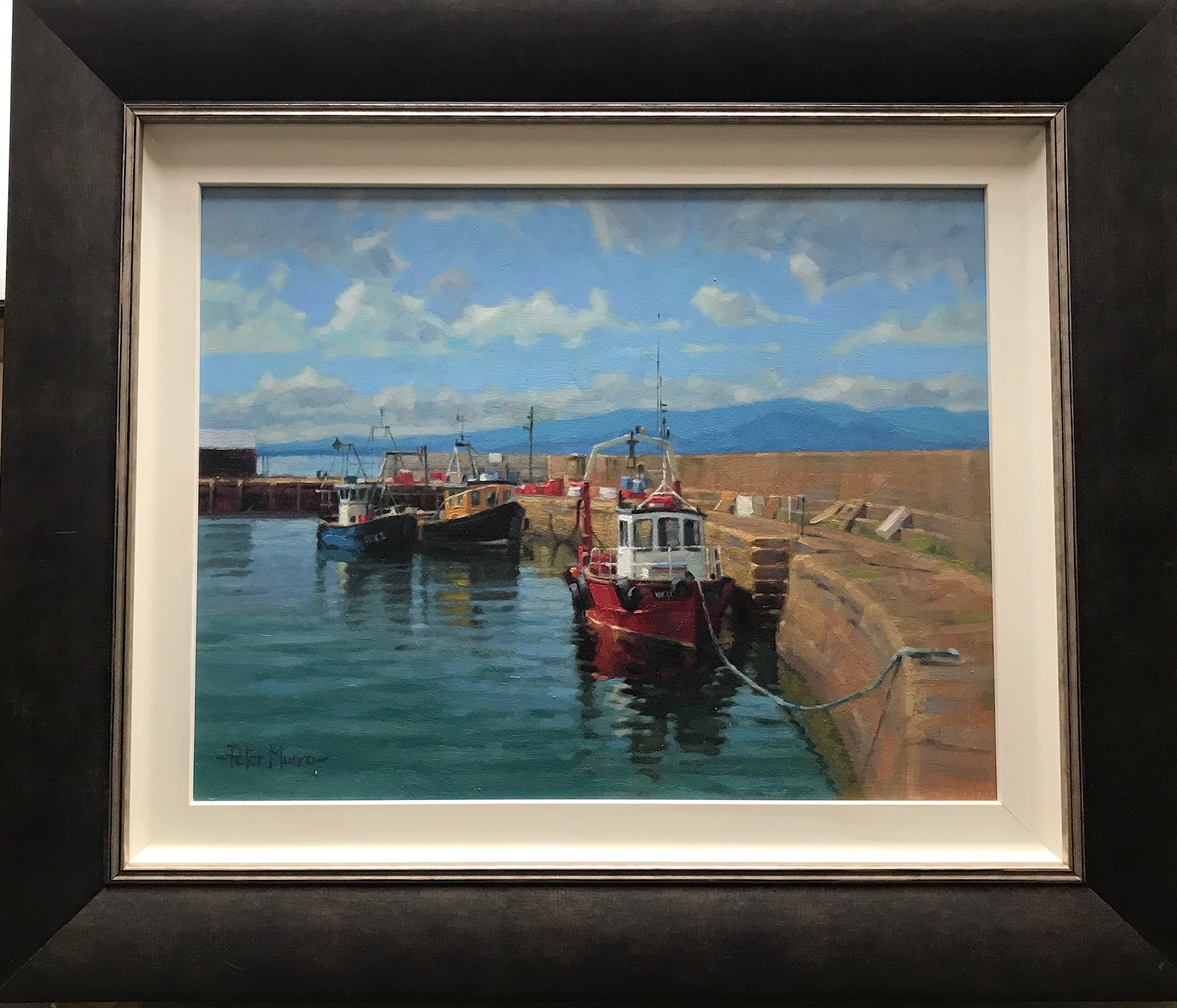 Scottish Highland View Of Cromarty Harbour Signed By Peter Munro - Bild 3 aus 5