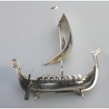 Silver Plated Antique Giant Novelty Art Deco Viking Longboat Centrepiece C.1920's