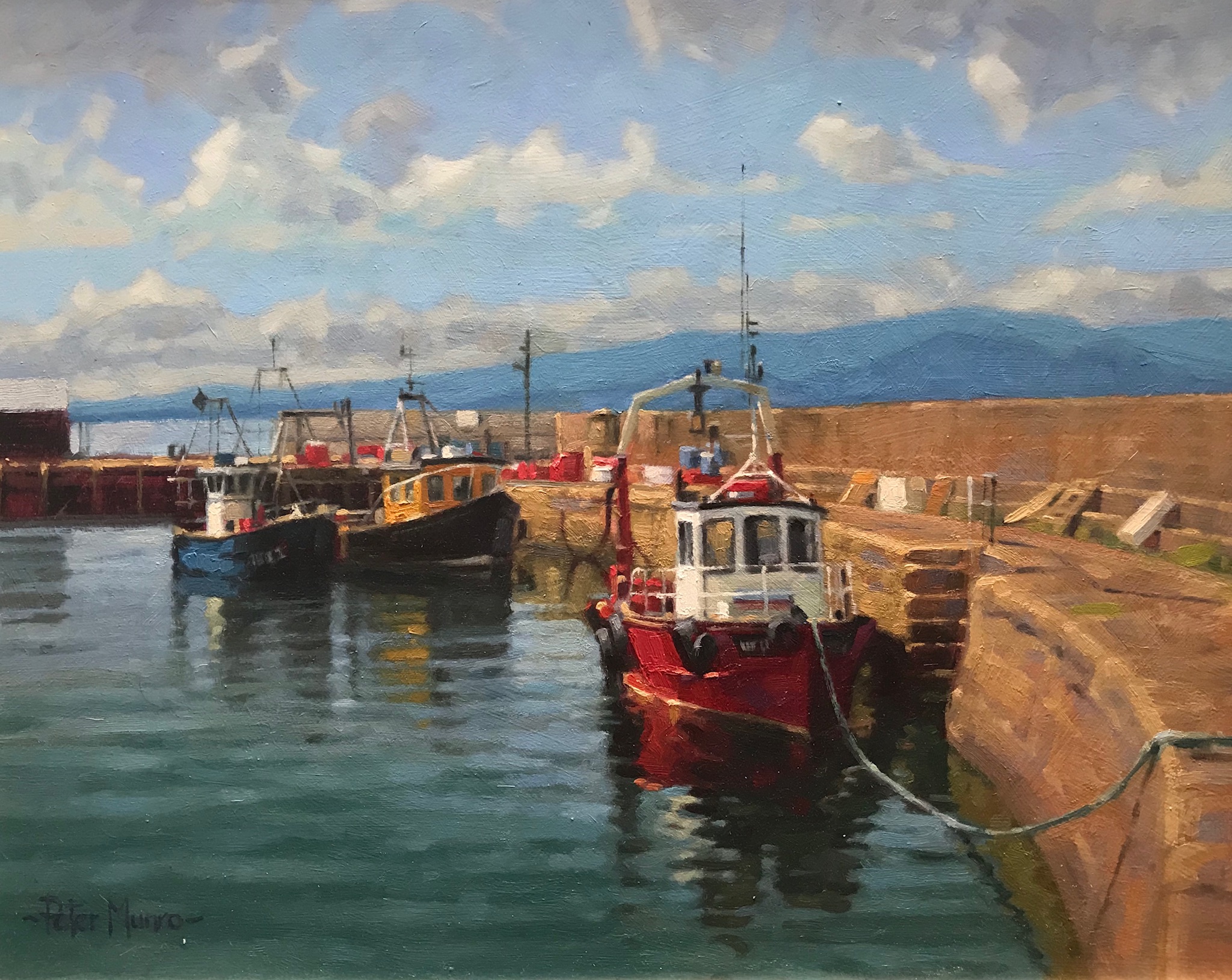 Scottish Highland View Of Cromarty Harbour Signed By Peter Munro