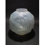 Rene Lalique Opalescent Light Blue Staining Glass 'Formose' Vase