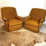 Pair Of Mid-Century Chairs, With Original 60s Mustard Colour Fabric